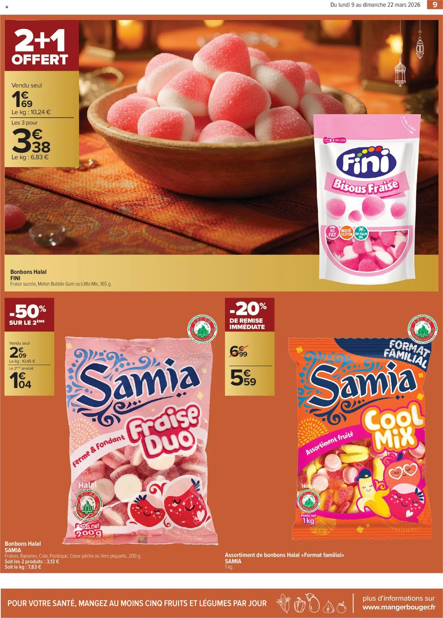 {H1} | Page: 9 | Produits: Melon, Pêche, Poids, Bonbons