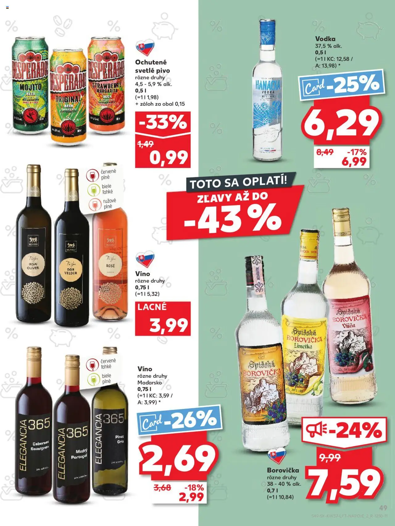 Nové Kaufland akcie – leták je platný od 11.09.2025 | Strana: 49 | Produkty: Limetka, Pivo, Víno, Borovička