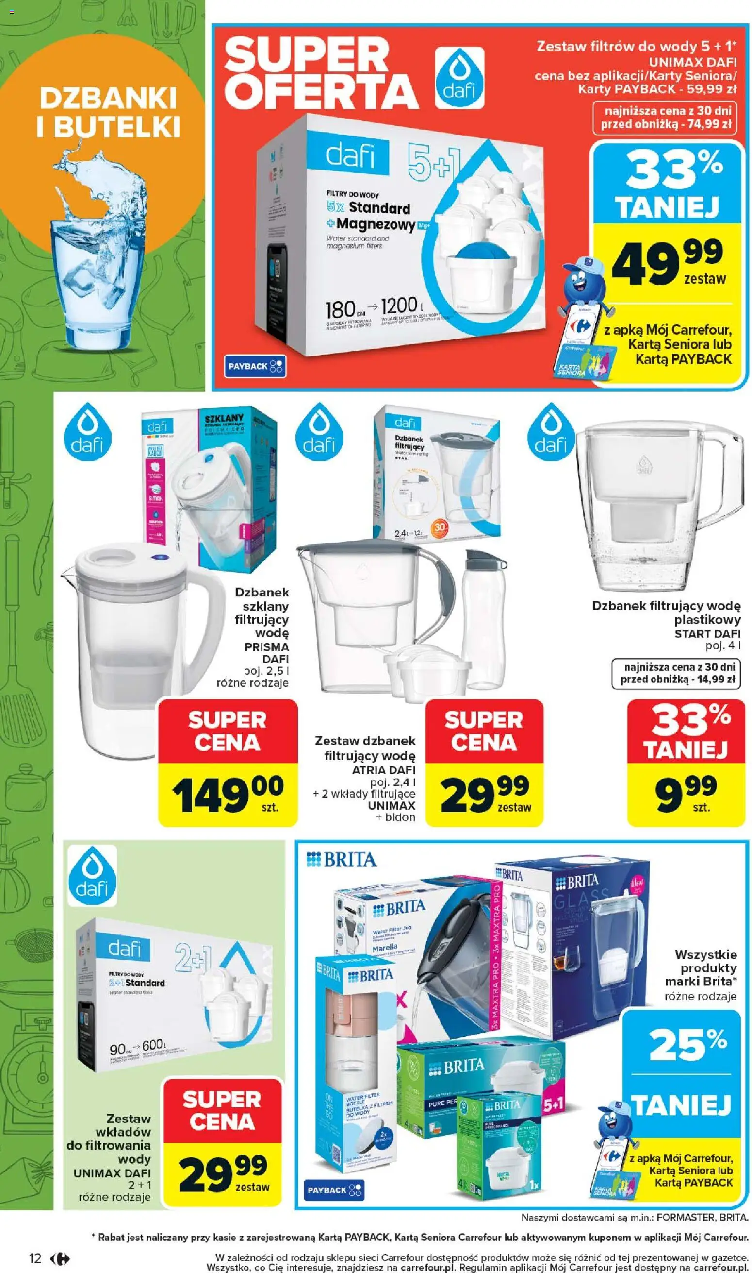 Carrefour gazetka - Łap super okazje od 13.04.2026 | Strona: 12 | Produkty: Karta, Dzbanek, Dzbanek filtrujący, Butelka z filtrem