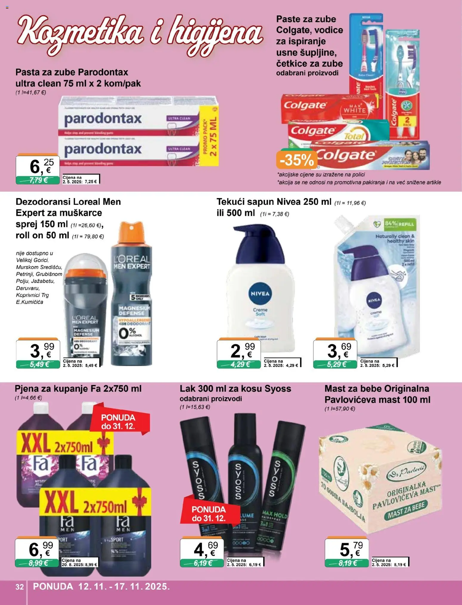 KTC katalog | vrijedi od 12.11.2025 | Stranica: 32 | Proizvodi: Roll on, Pasta za zube, Nivea, Parodontax