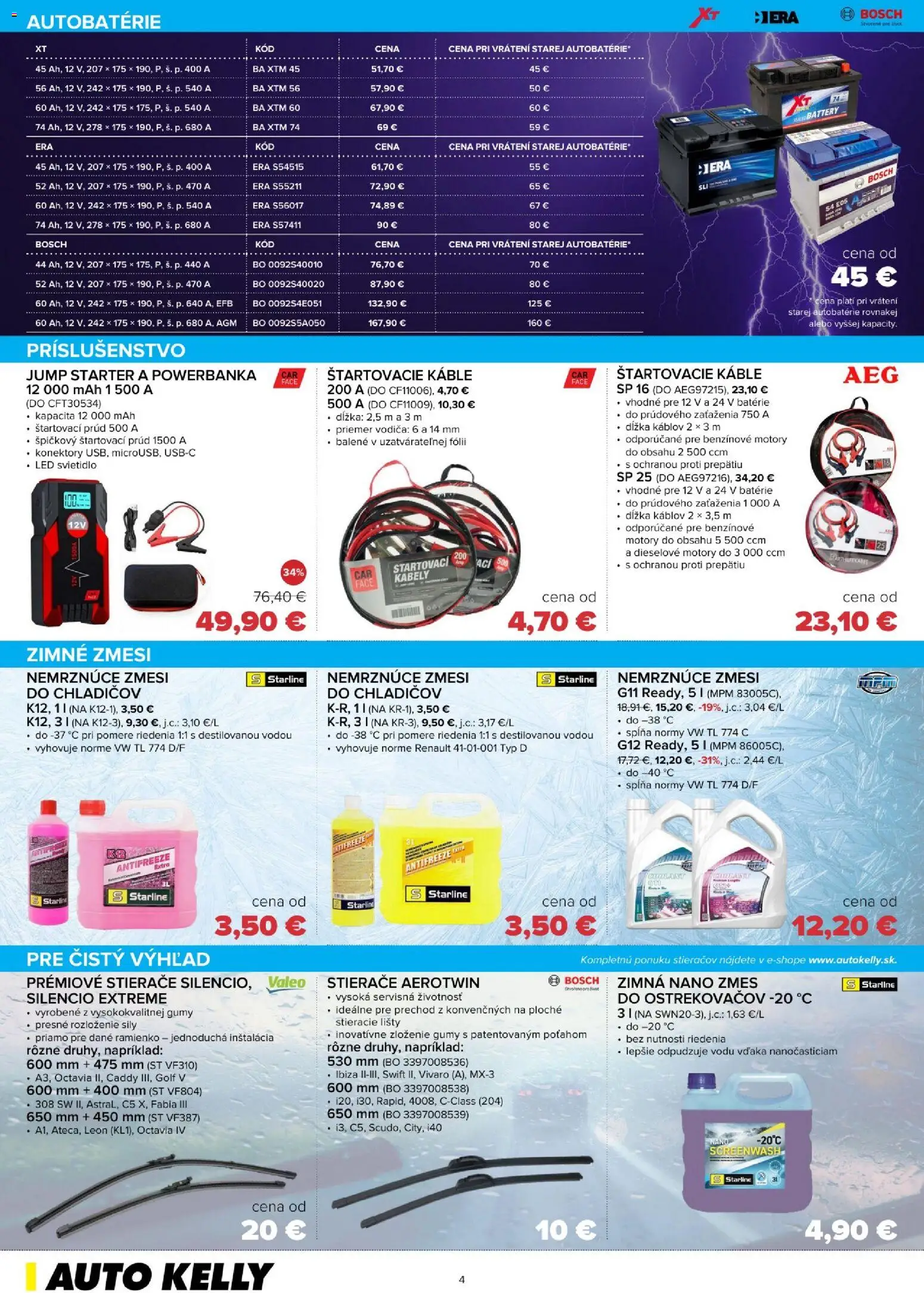 Nové Auto Kelly akcie – leták je platný od 06.01.2026 | Strana: 4 | Produkty: Bosch, Svietidlo, Led, Autobatérie