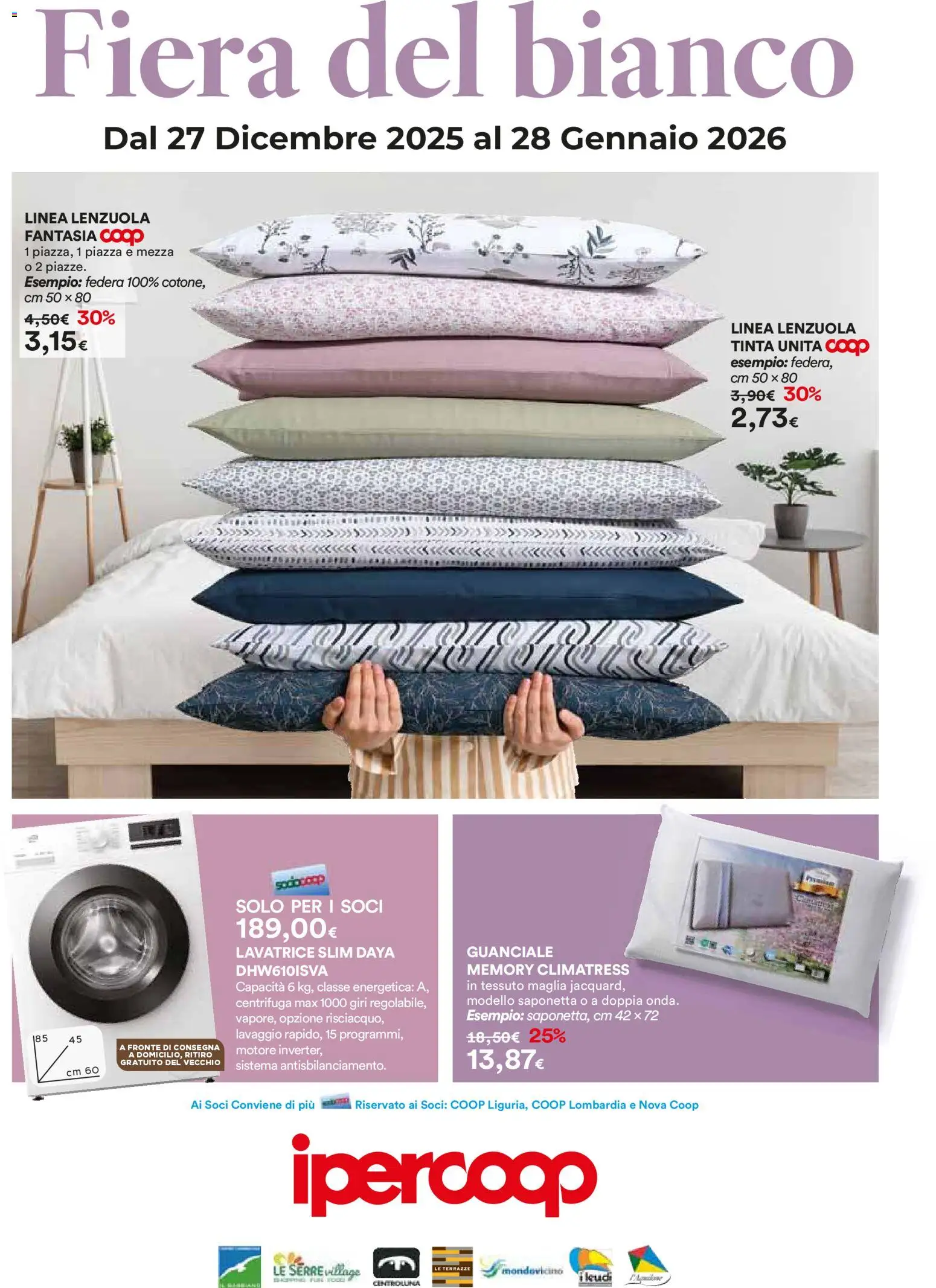Volantino Ipercoop del 27.12.2025 | Pagina: 1 | Prodotti: Saponetta, Lavatrice, Federa, Guanciale
