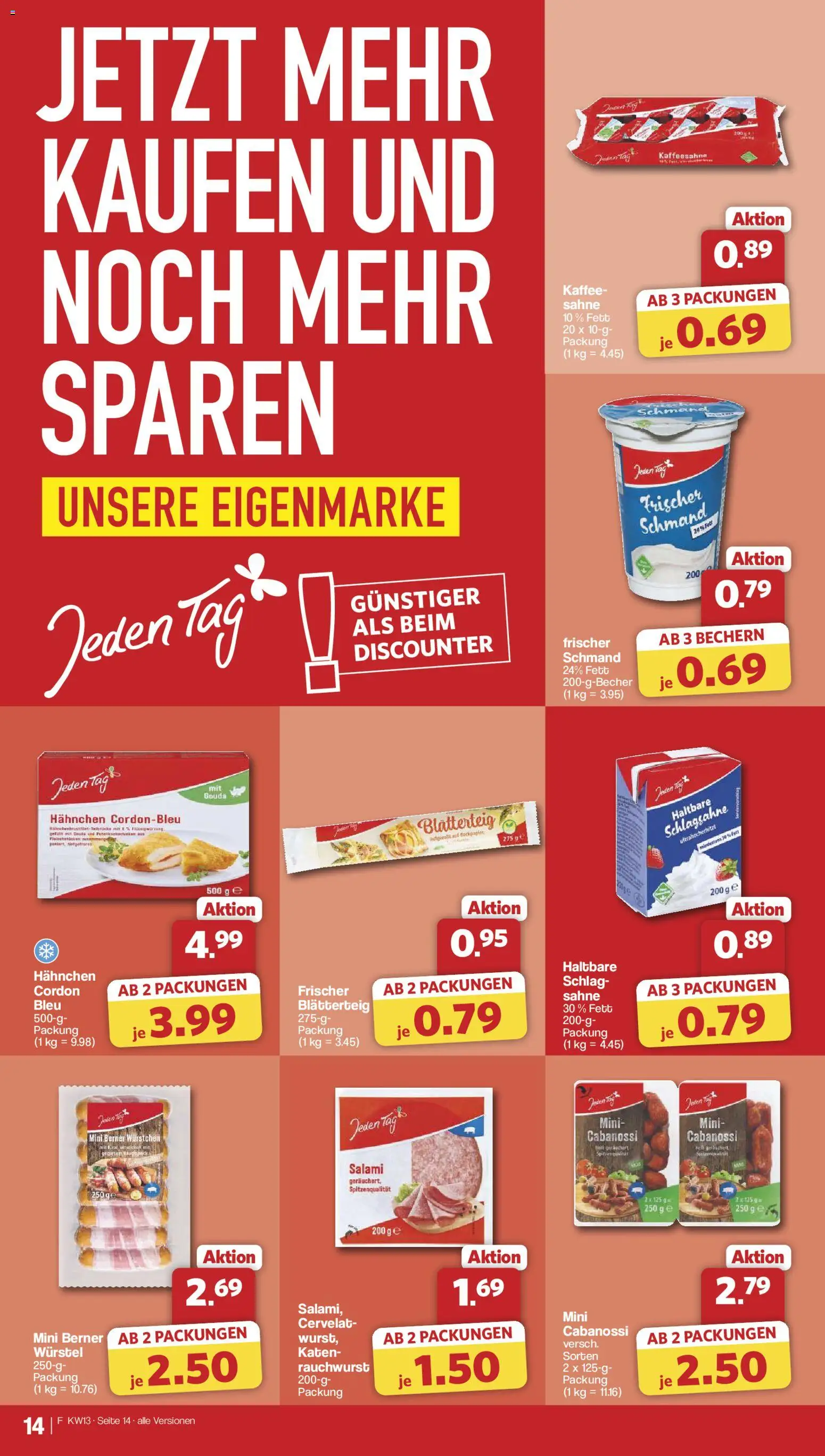 Famila Nordwest Prospekt 	 – gültig ab 23.03.2026 | Seite: 14 | Produkte: Kaffee, Gouda, Salami, Sahne