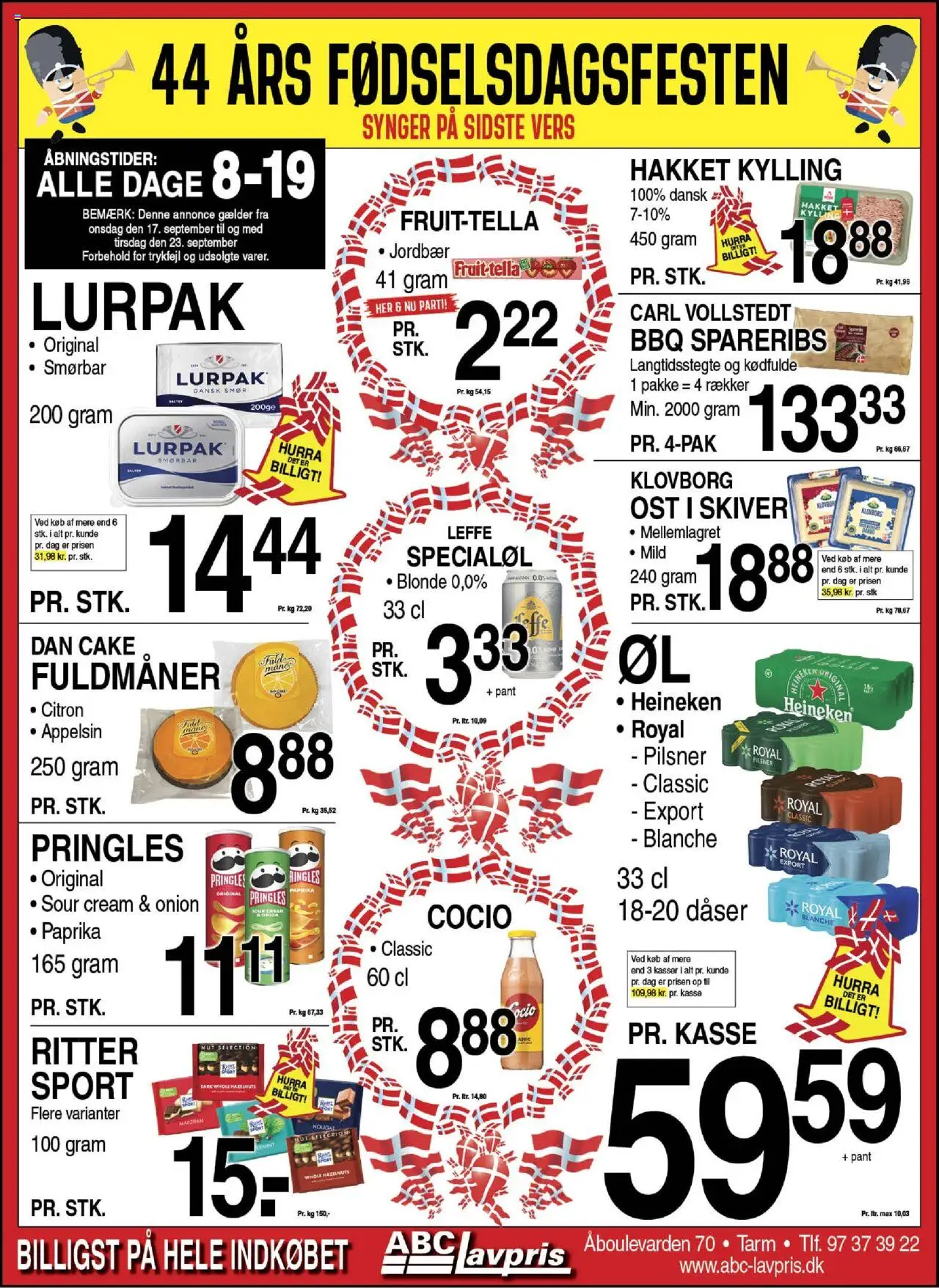 Abc Lavpris tilbudsavis – gyldig fra 17.09.2025 | Side: 1 | Produkter: Smør, Ost, Jordbær, Spareribs