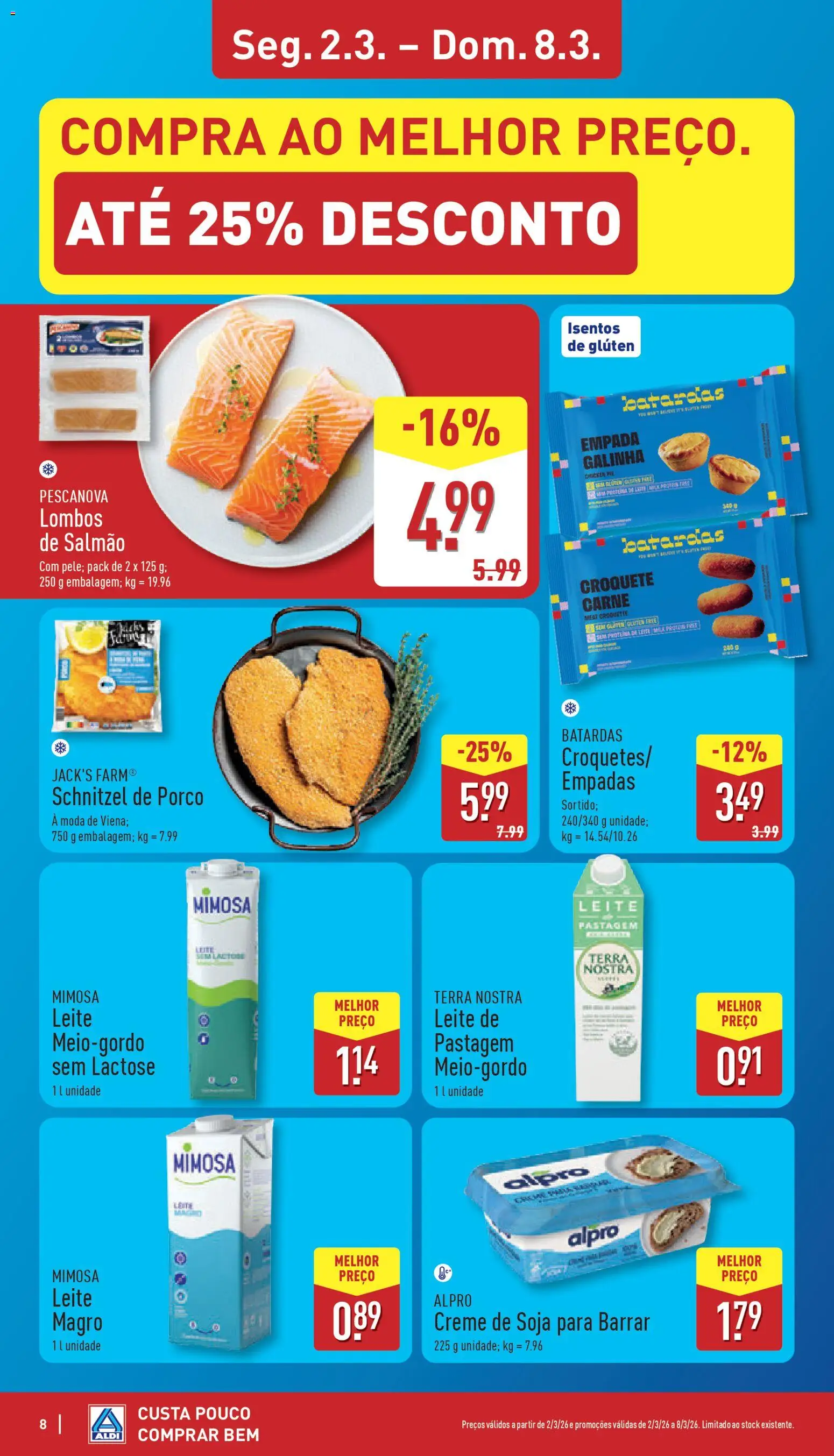 Aldi folheto │ válido de 02.03.2026 | Página: 8 | Produtos: Rum, Salmão, Leite, Carne