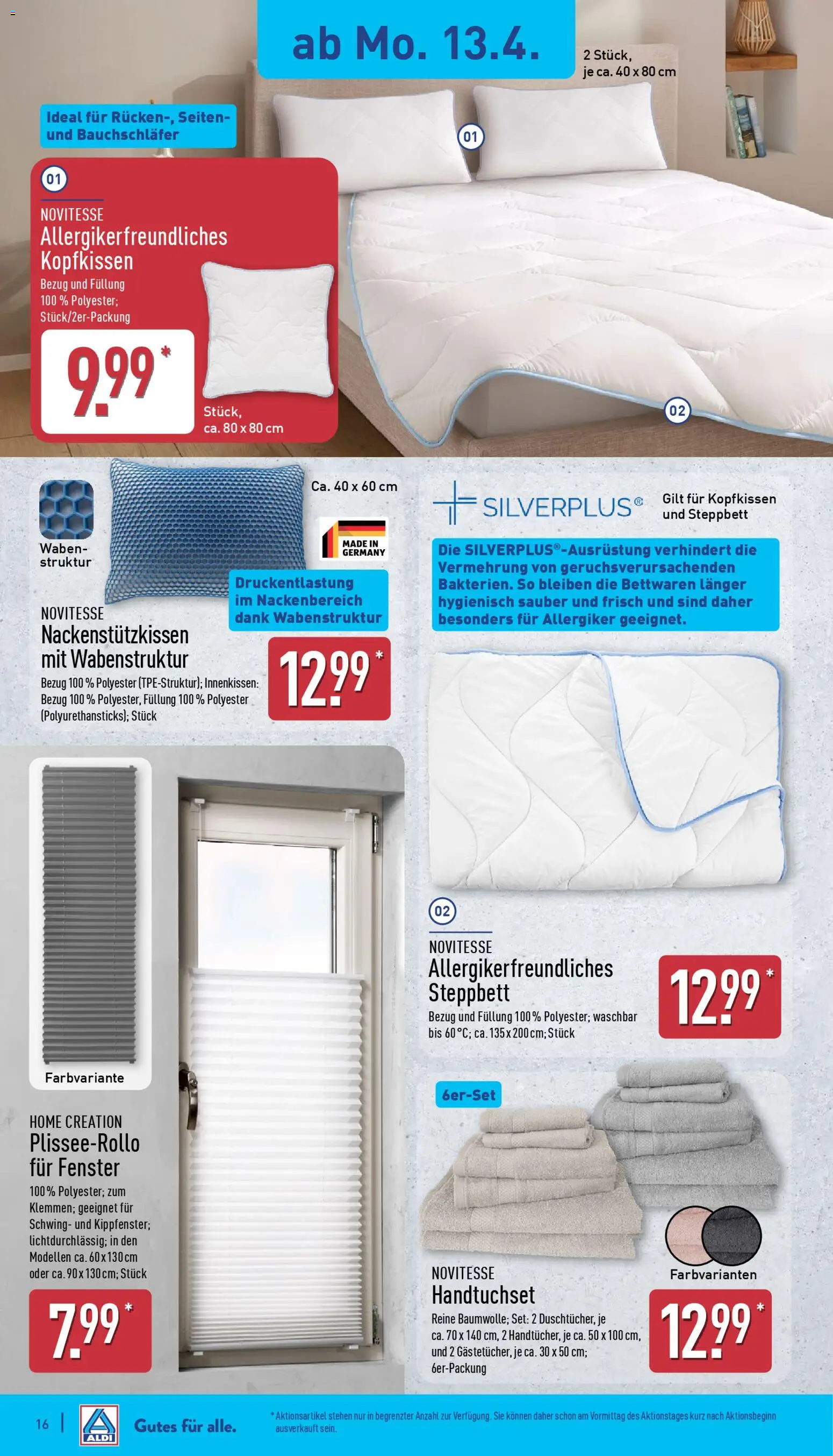 Aldi Prospekt 	 – gültig ab 13.04.2026 | Seite: 20 | Produkte: Kopfkissen, Home creation