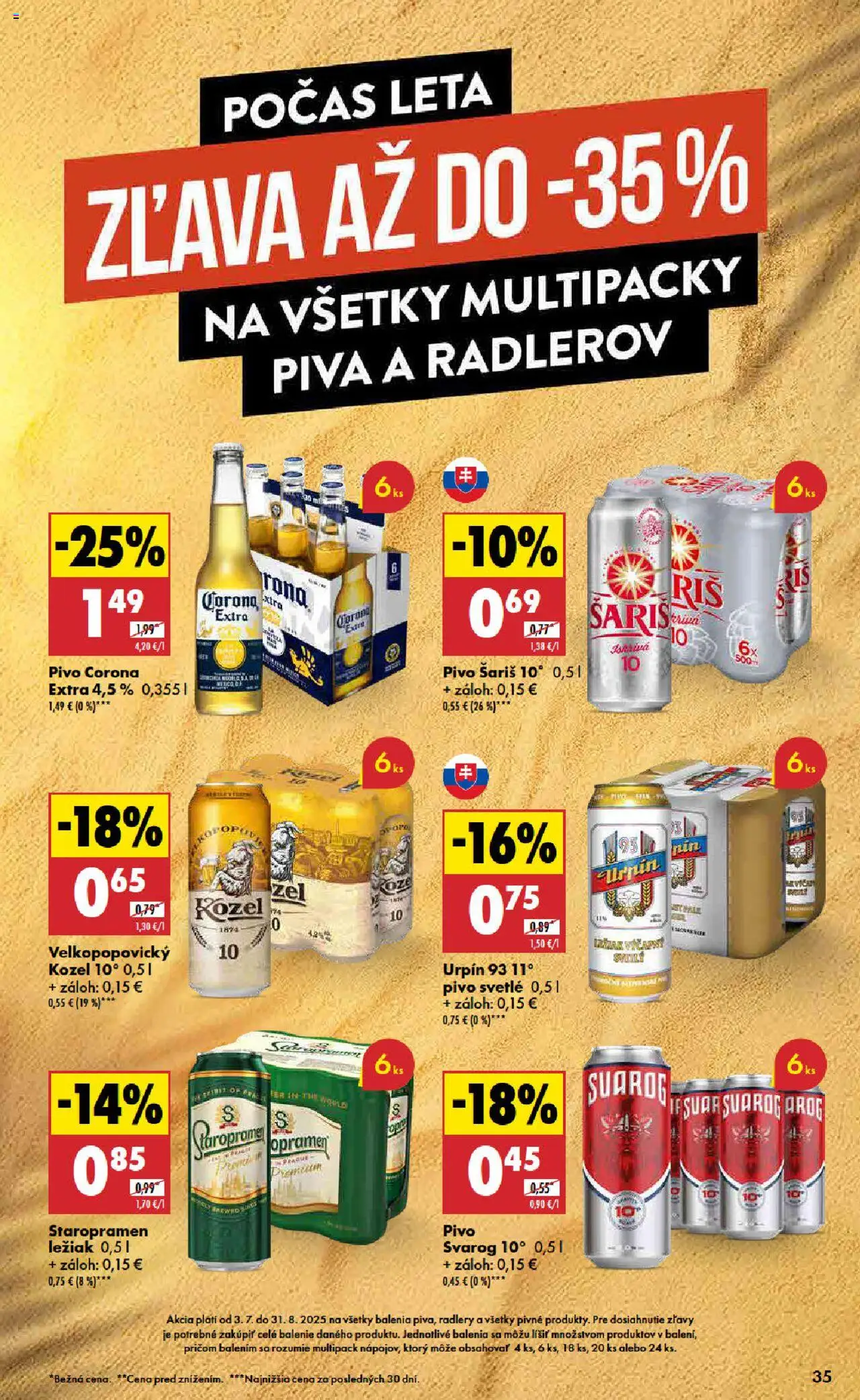 Biedronka leták │ platný od 07.08.2025 | Strana: 35 | Produkty: Pivo, Šariš, Staropramen