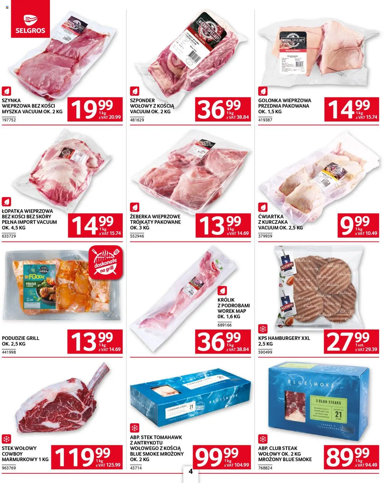 Selgros cash&carry Gazetka - Oferta dla gastronomii od 05.06.2025 | Strona: 4 | Produkty: Grill, Szynka wieprzowa, Hamburgery, Ćwiartka z kurczaka