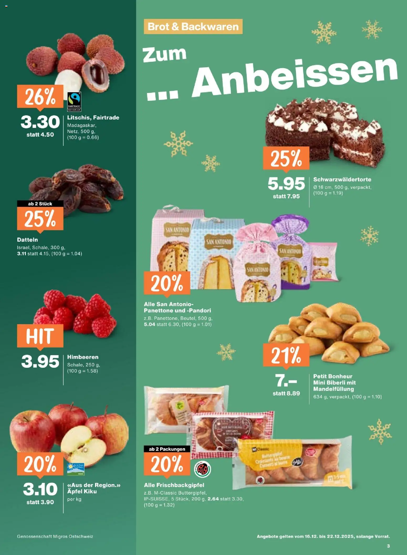 Migros Aktionen – gültig ab 16.12.2025 | Seite: 3 | Produkte: Brot, Äpfel