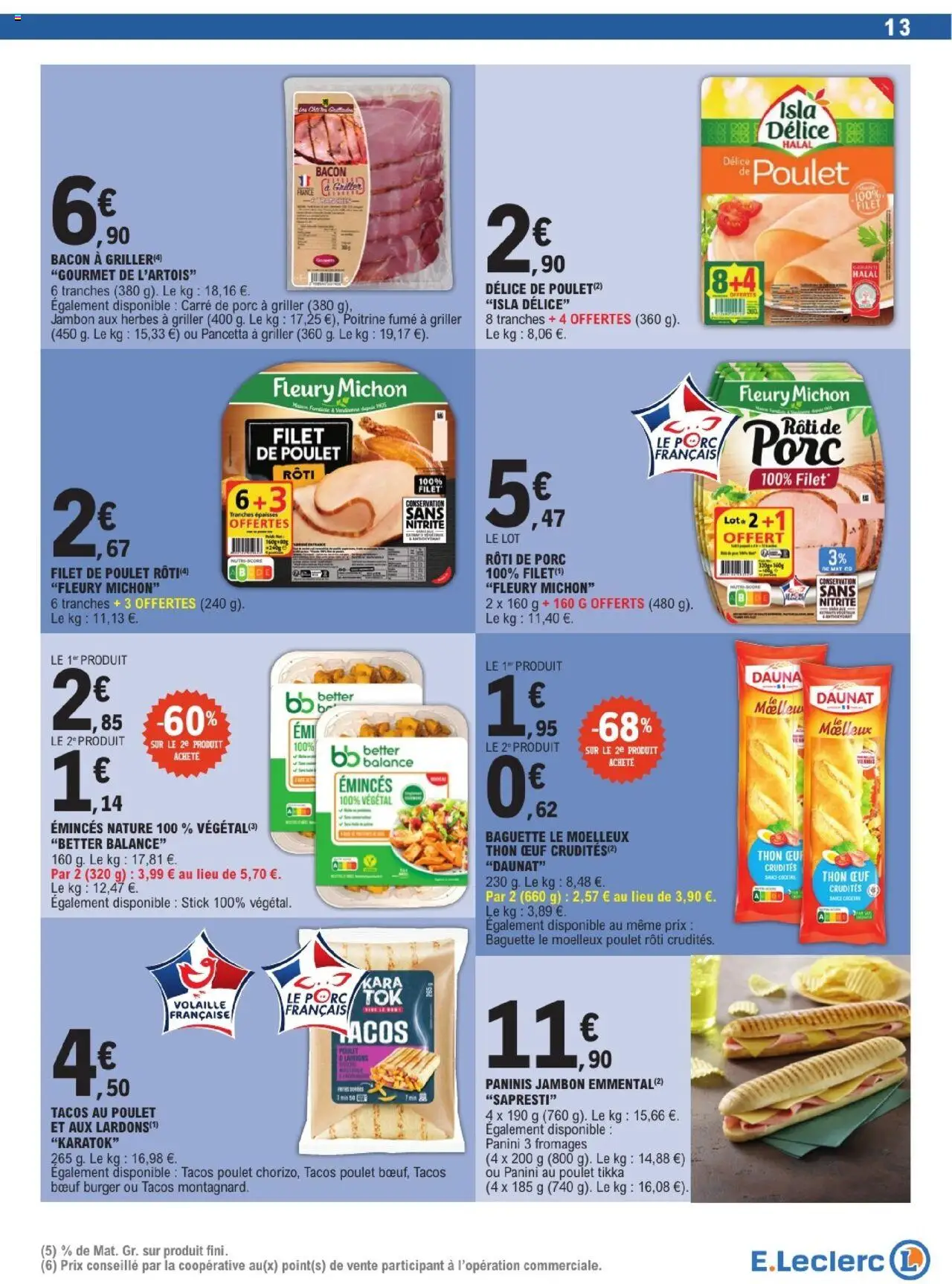  | Page: 13 | Produits: Panini, Sandwich, Lardons, Porc