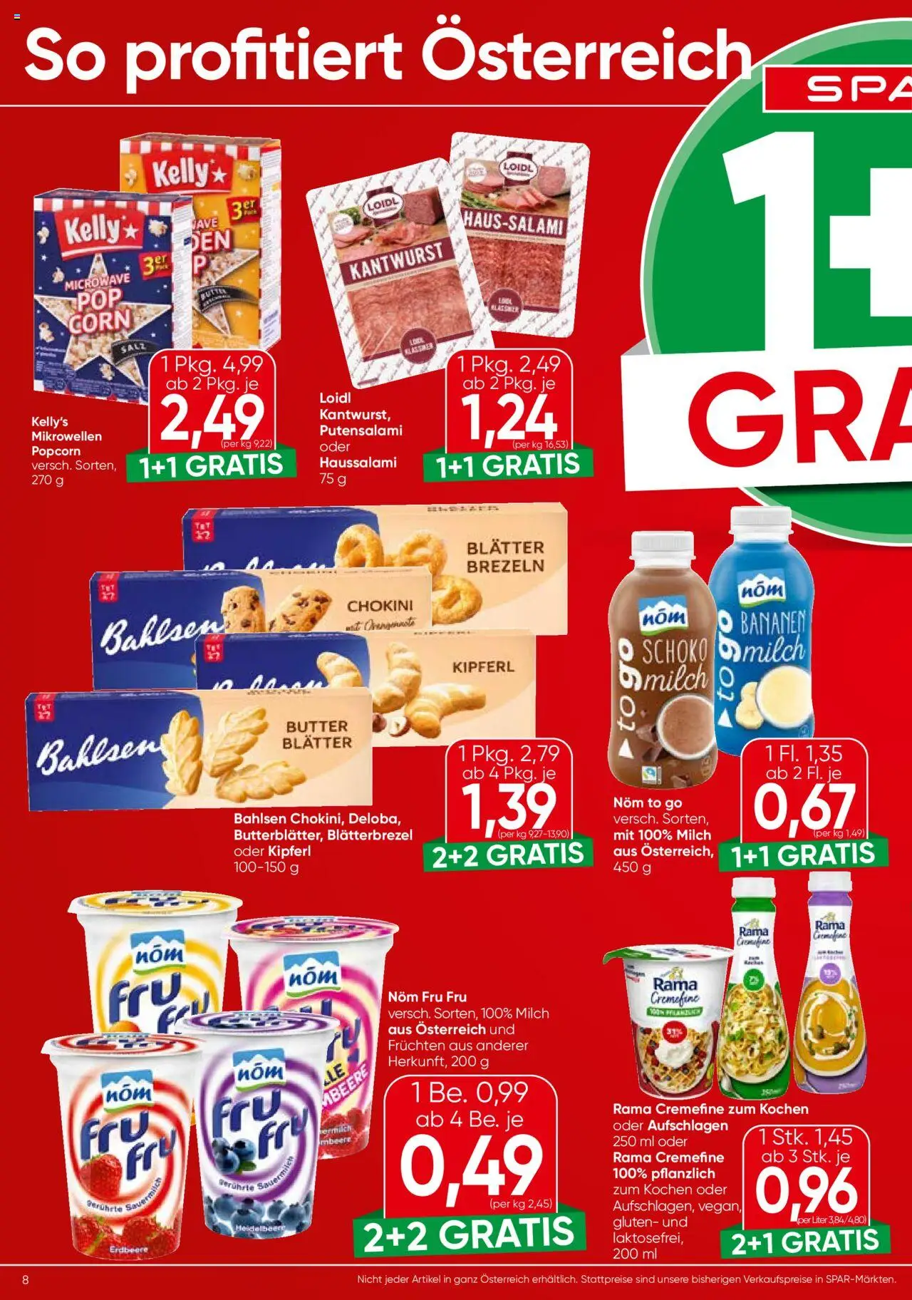 Spar Flugblatt - Vorarlberg gültig ab 14.08.2025 | Seite: 8 | Produkte: Salz, Milch, Butter, Bananen