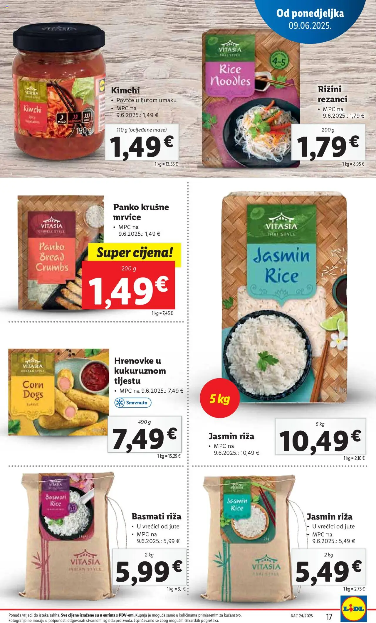 Lidl katalog | vrijedi od 09.06.2025 | Stranica: 17 | Proizvodi: Med, Krušne mrvice, Rezanci, Povrće