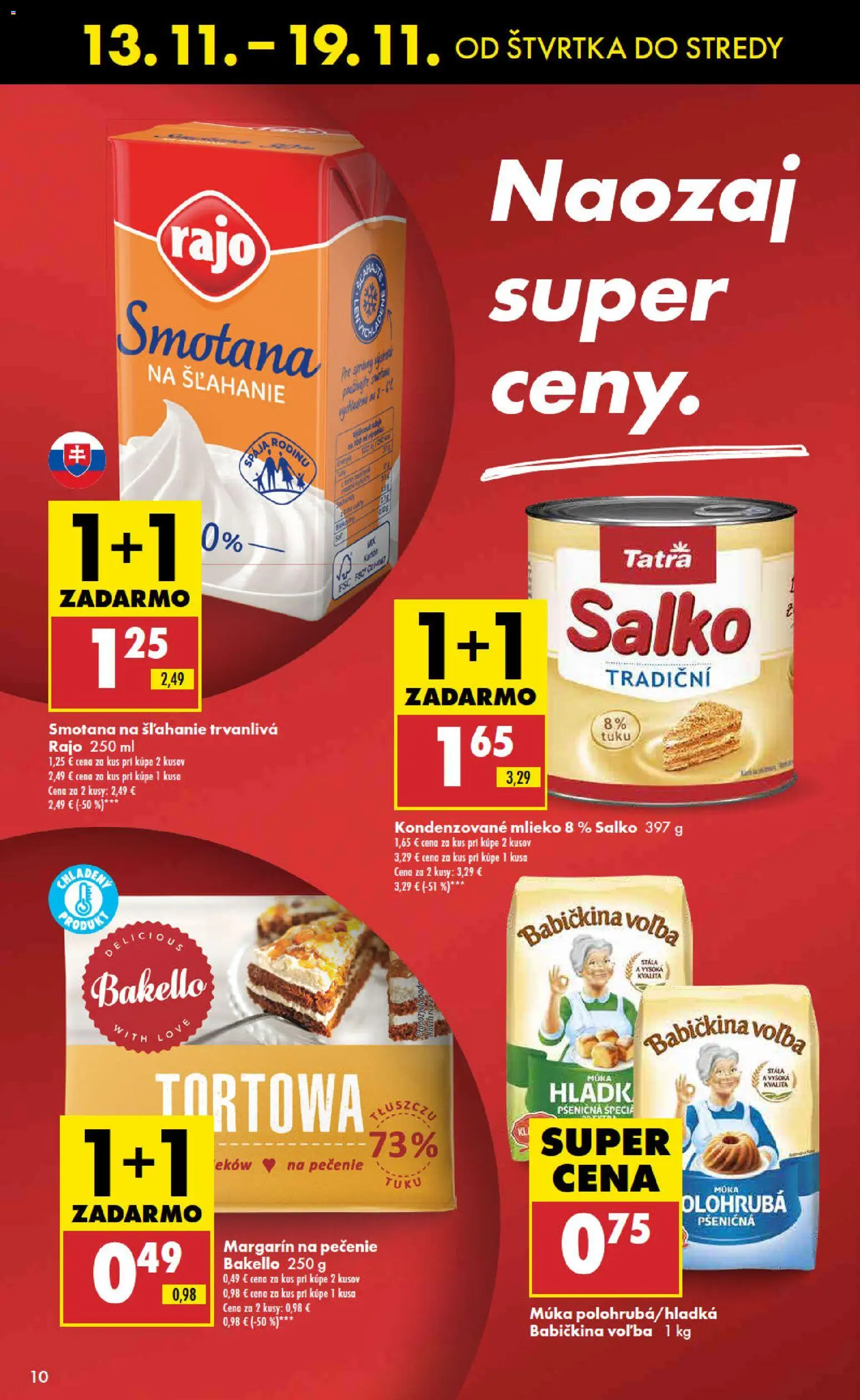 Nové Biedronka akcie – leták je platný od 13.11.2025 | Strana: 10 | Produkty: Smotana, Salko, Múka, Smotana na šľahanie