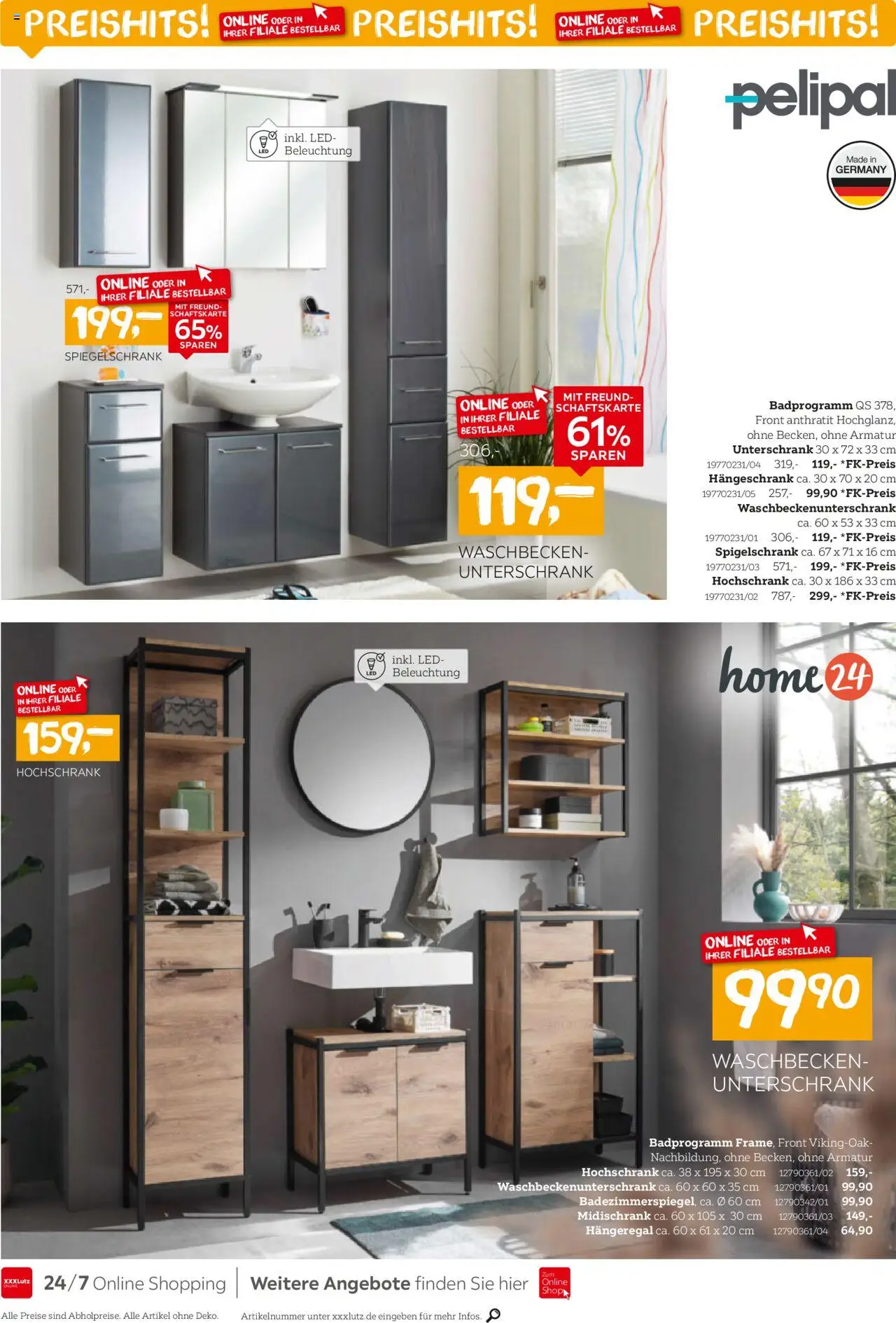 XXXL Lutz Bad Spezial - gültig ab dem 25.08.2025 | Seite: 8 | Produkte: Waschbecken, Spiegelschrank, Hängeschrank, Hochschrank