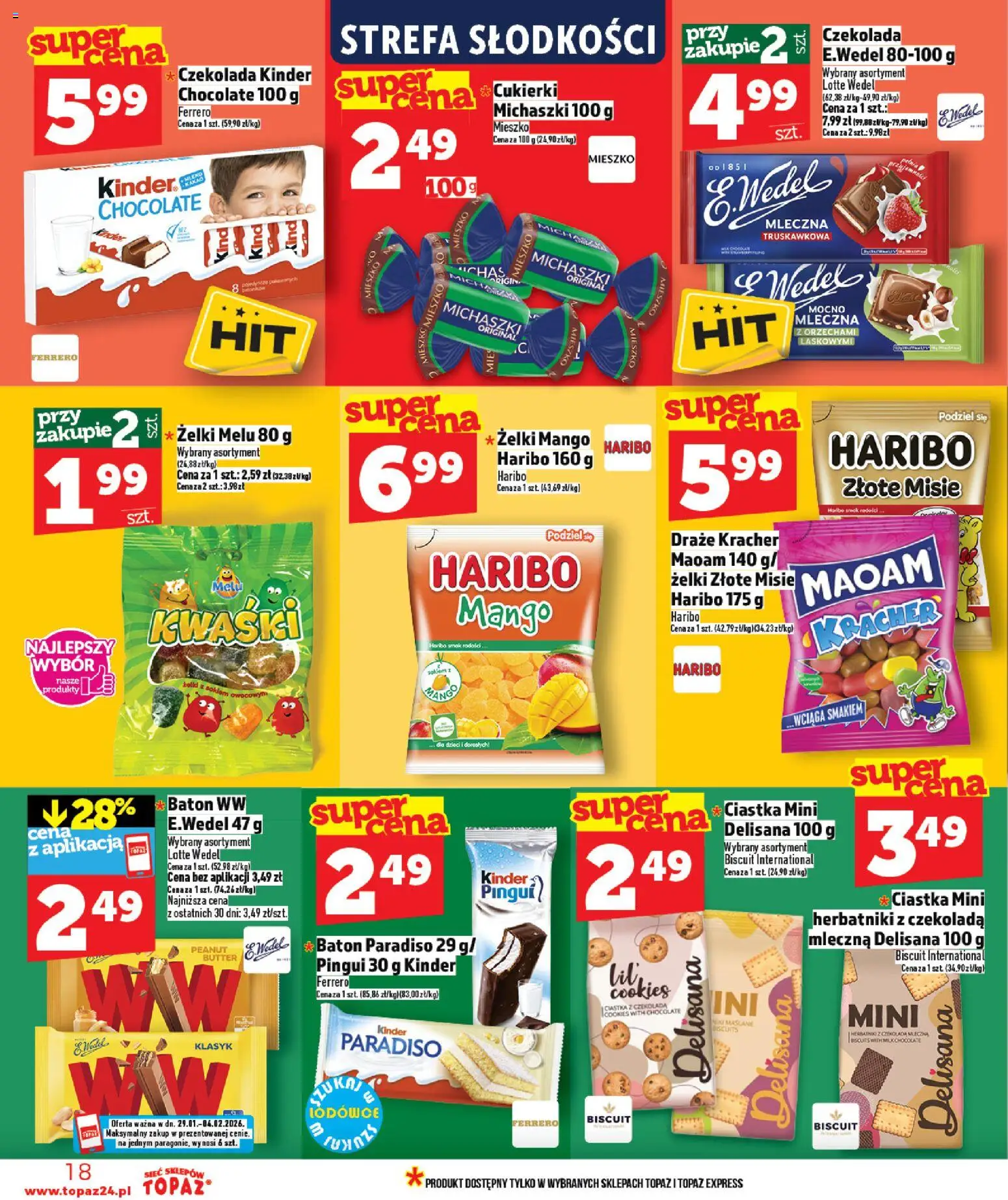 Topaz Gazetka od 29.01.2026 | Strona: 18 | Produkty: Mango, Herbatniki, Baton, Żelki