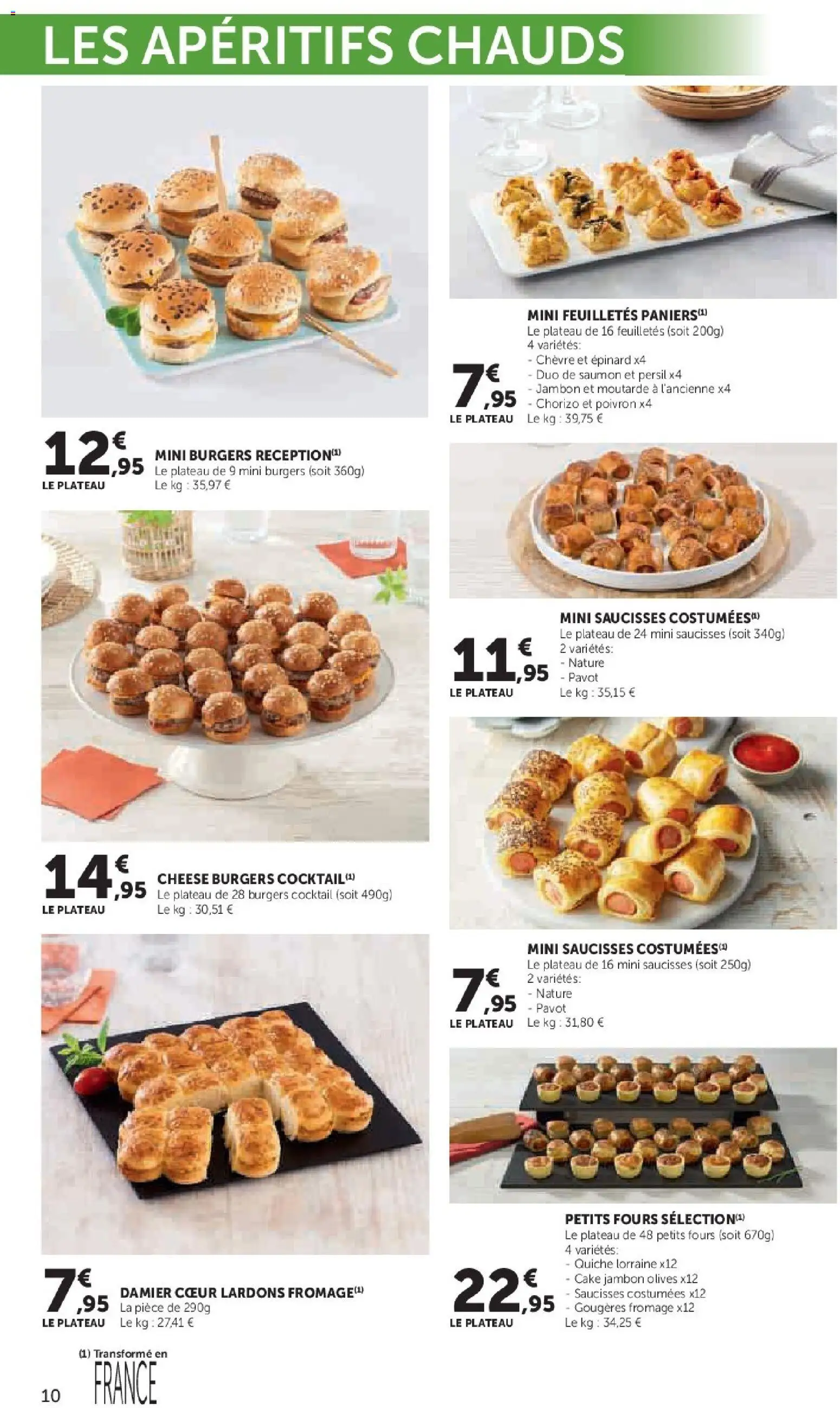 {H1} | Page: 10 | Produits: Plateau, Persil, Moutarde, Mini burgers