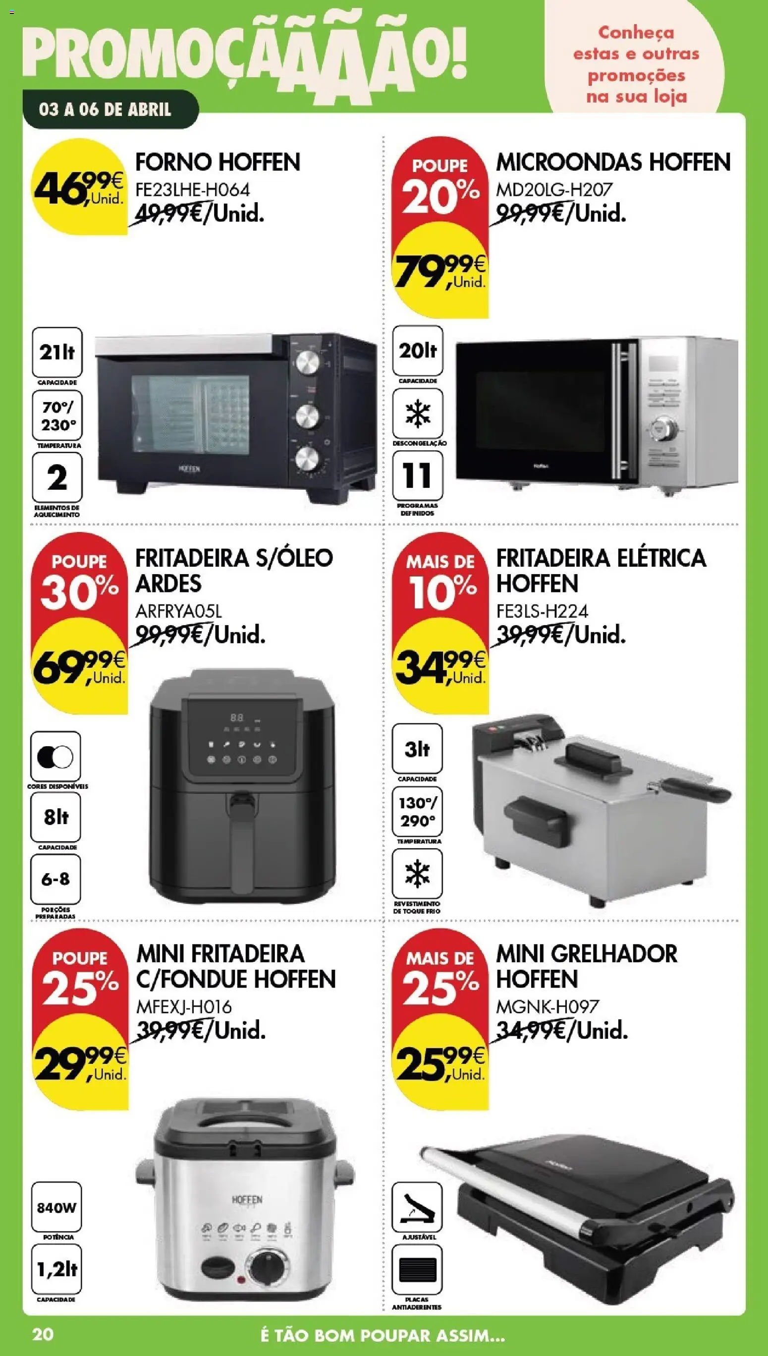 Pingo Doce Poupe este Fim de Semana │ válido de 03.04.2026 | Página: 20 | Produtos: Forno, Air fryer, Fritadeira elétrica, Microondas