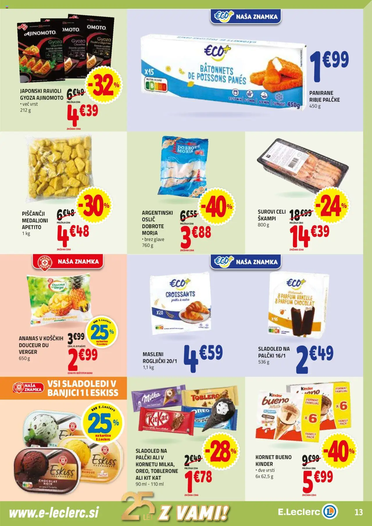 E.leclerc katalog │ velja od 20.08.2025 | Stran: 13 | Izdelki: Oslič, Parfum, Ananas, Sladoled
