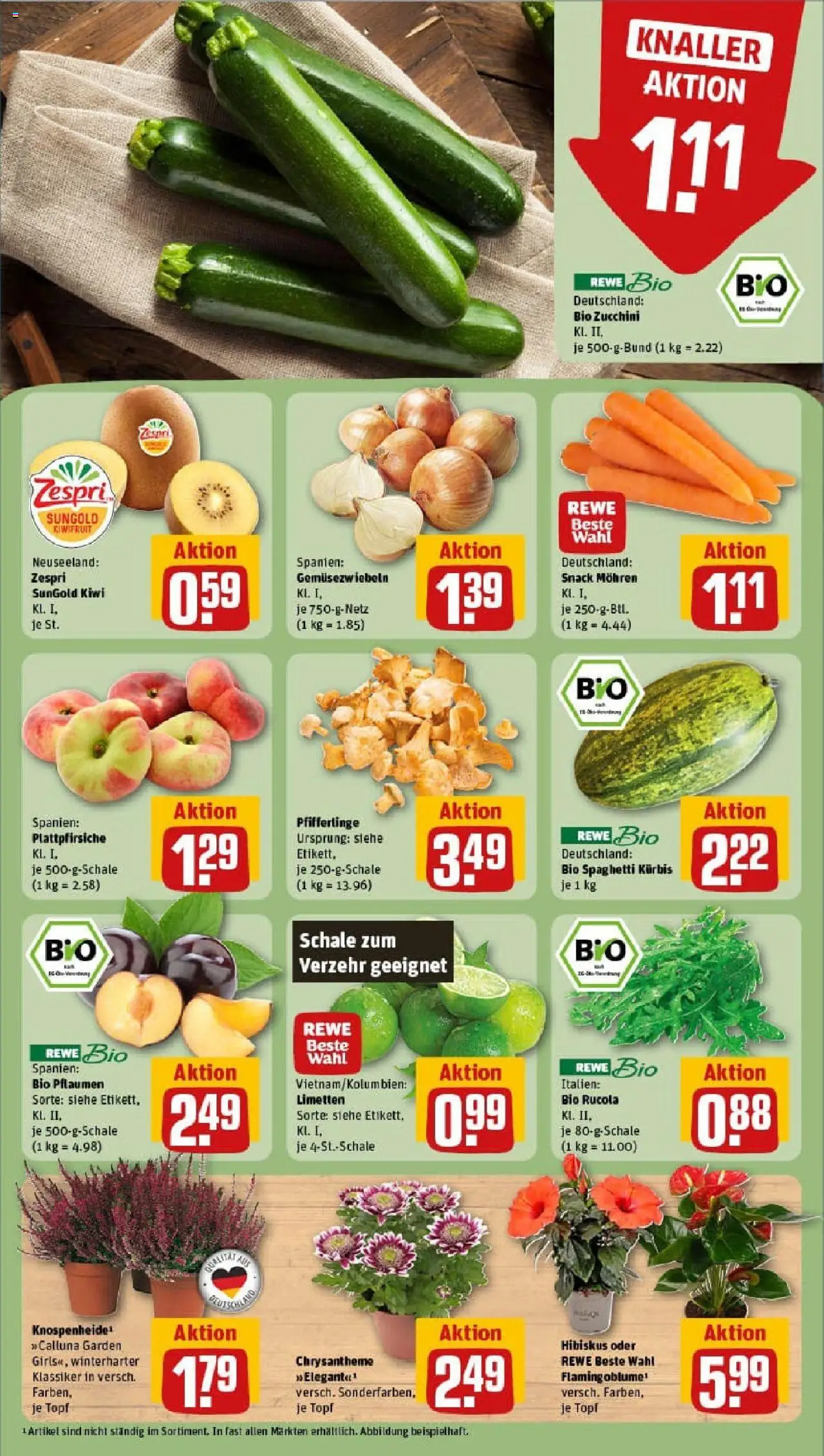 Rewe prospekt Steinheim	 - gültig ab dem 24.08.2025 | Seite: 7 | Produkte: Limetten, Pfifferlinge, Zucchini, Kiwi
