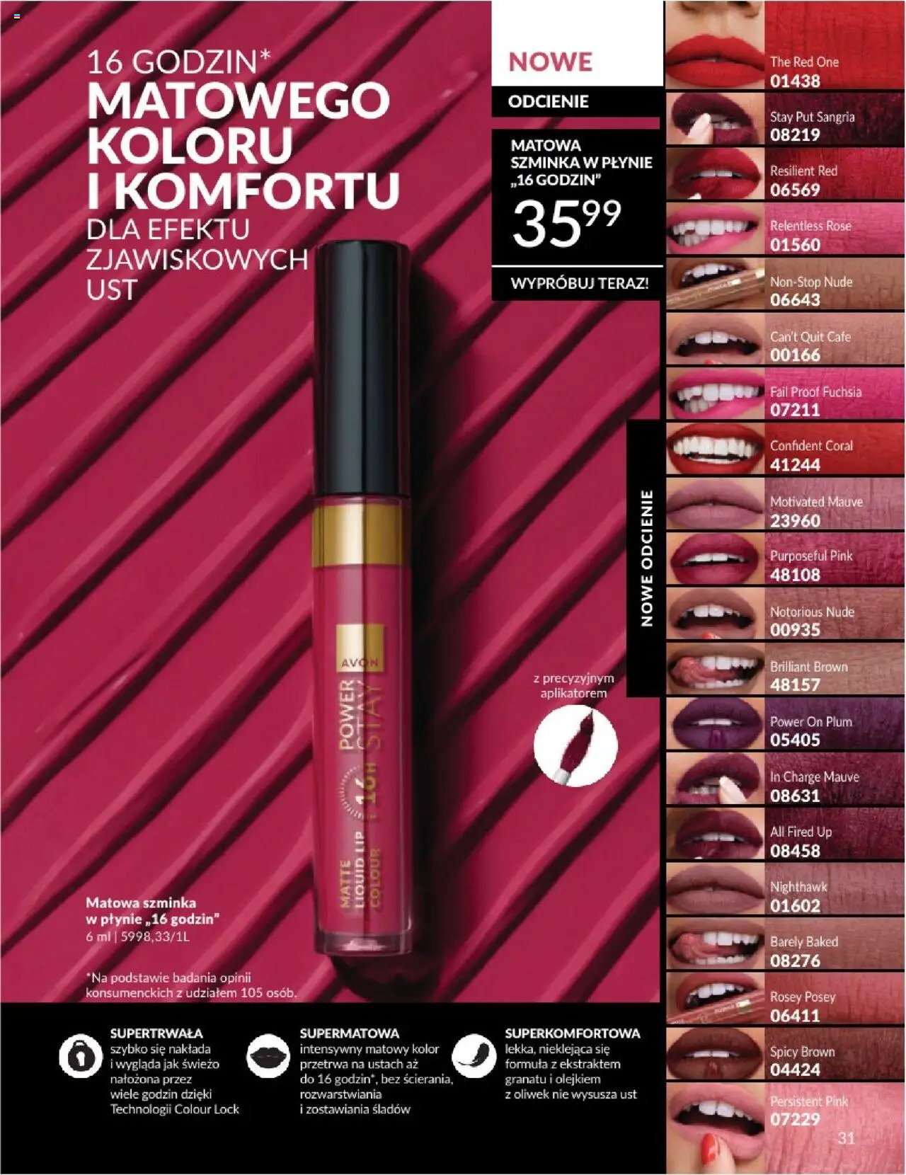 Avon Katalog 08 2025 od 01.08.2025 | Strona: 31 | Produkty: Szminka