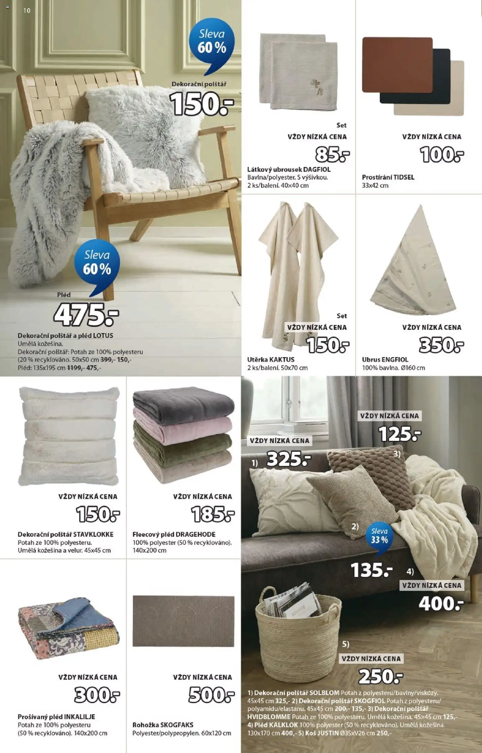 JYSK leták od 15.04.2026 | Strana: 10 | Produkty: Prostírání, Polštář, Ubrus, Lotus