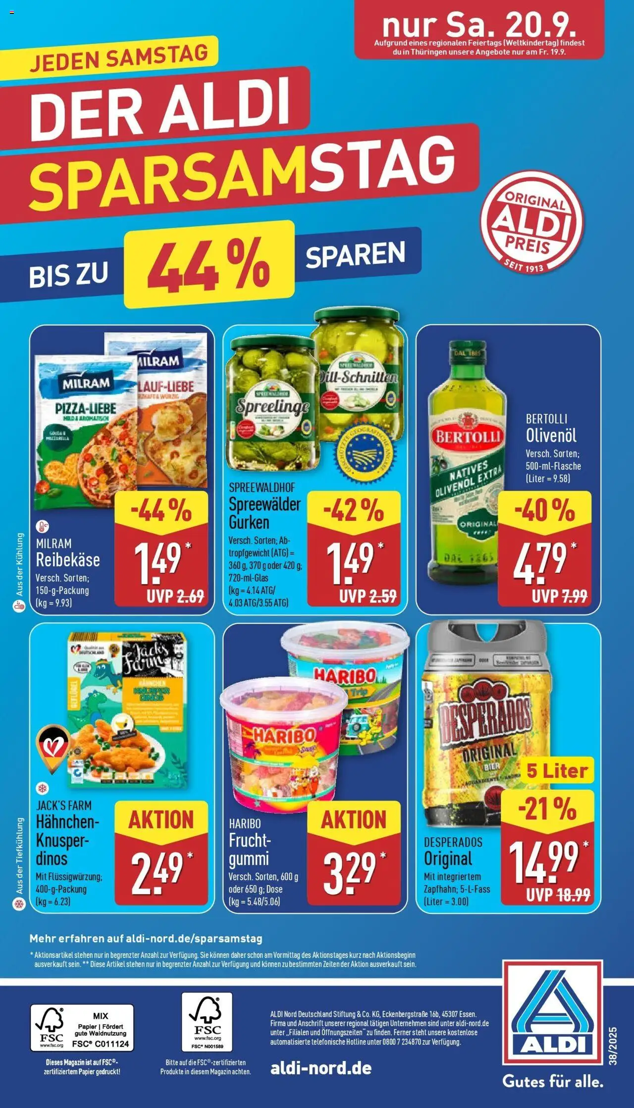 Aldi - ALDI Nord: Wochenangebote – gültig ab 14.09.2025 | Seite: 33 | Produkte: Bier, Bertolli olivenol, Reibekase, Gurken