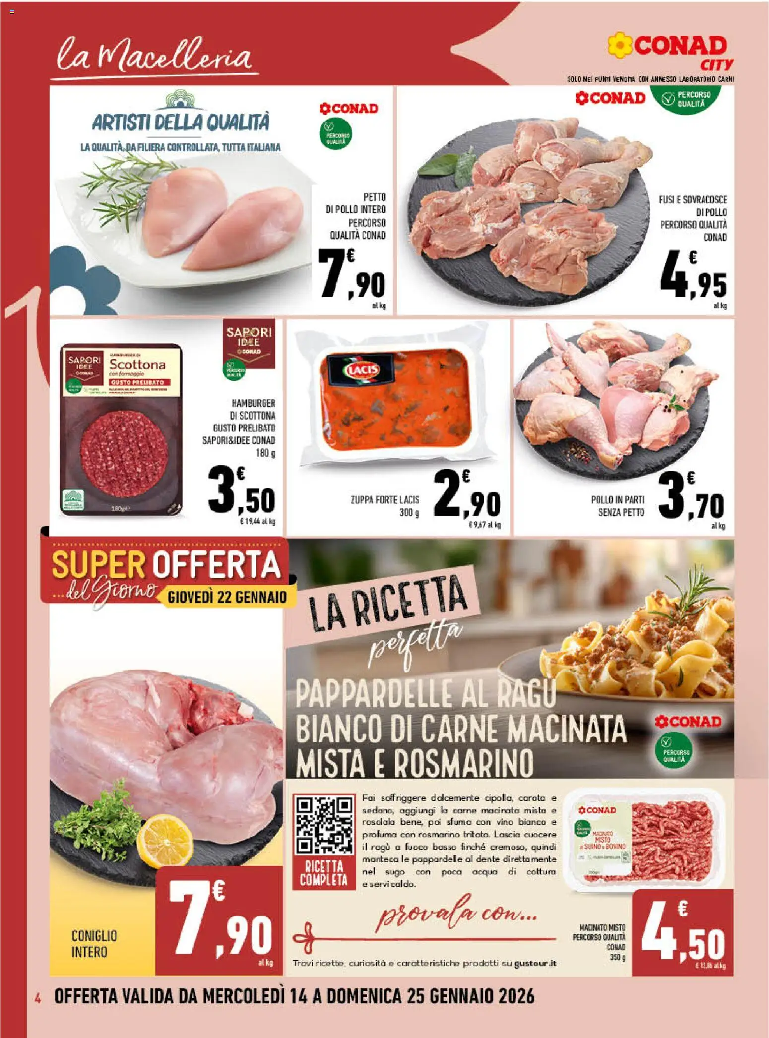 Volantino Conad del 14.01.2026 | Pagina: 4 | Prodotti: Carota, Acqua, Ragú, Vino bianco