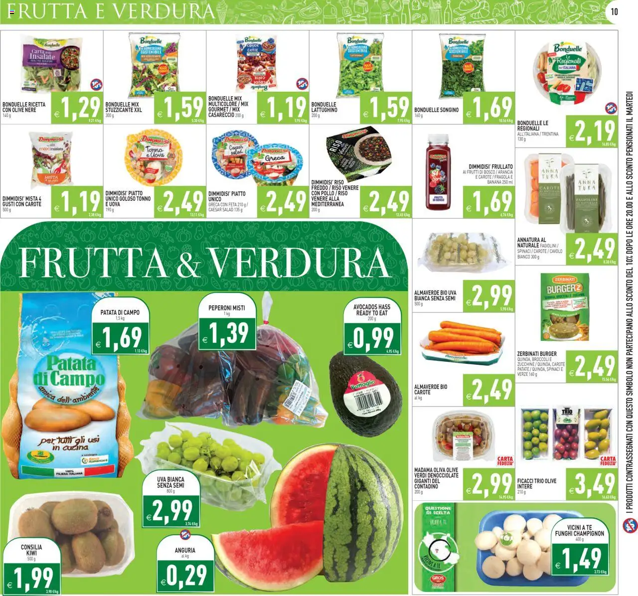 Volantino PIM Supermercati del 06.08.2025 | Pagina: 10 | Prodotti: Anguria, Broccoli, Tonno, Zucchine
