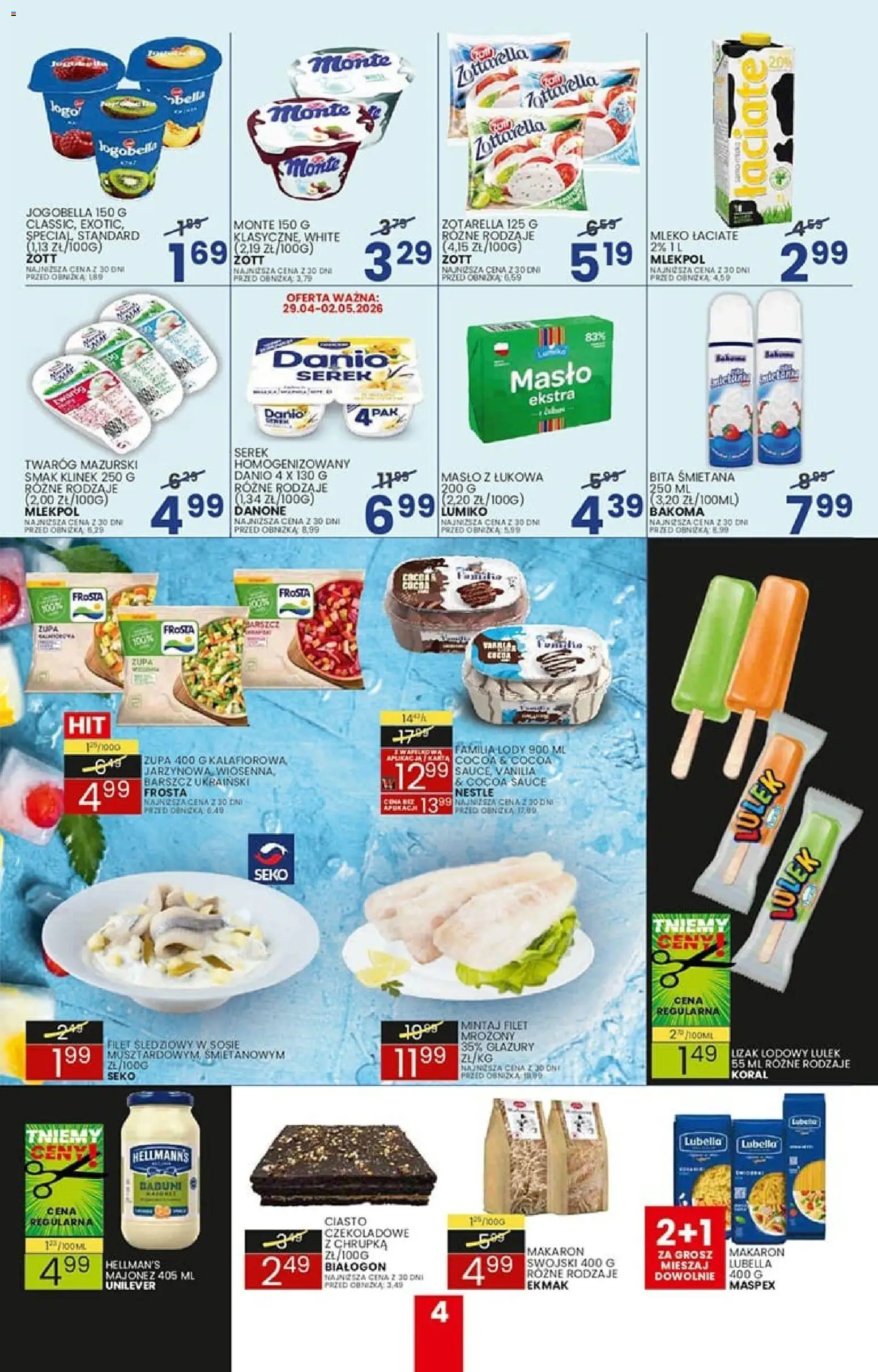 Wafelek gazetka od 20.04.2026 | Strona: 4 | Produkty: Barszcz, Serek homogenizowany, Mleko, Masło
