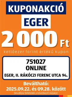 Aldi Kupón Akció | Eger - amely érvényes a következő dátumtól: 22.09.2025