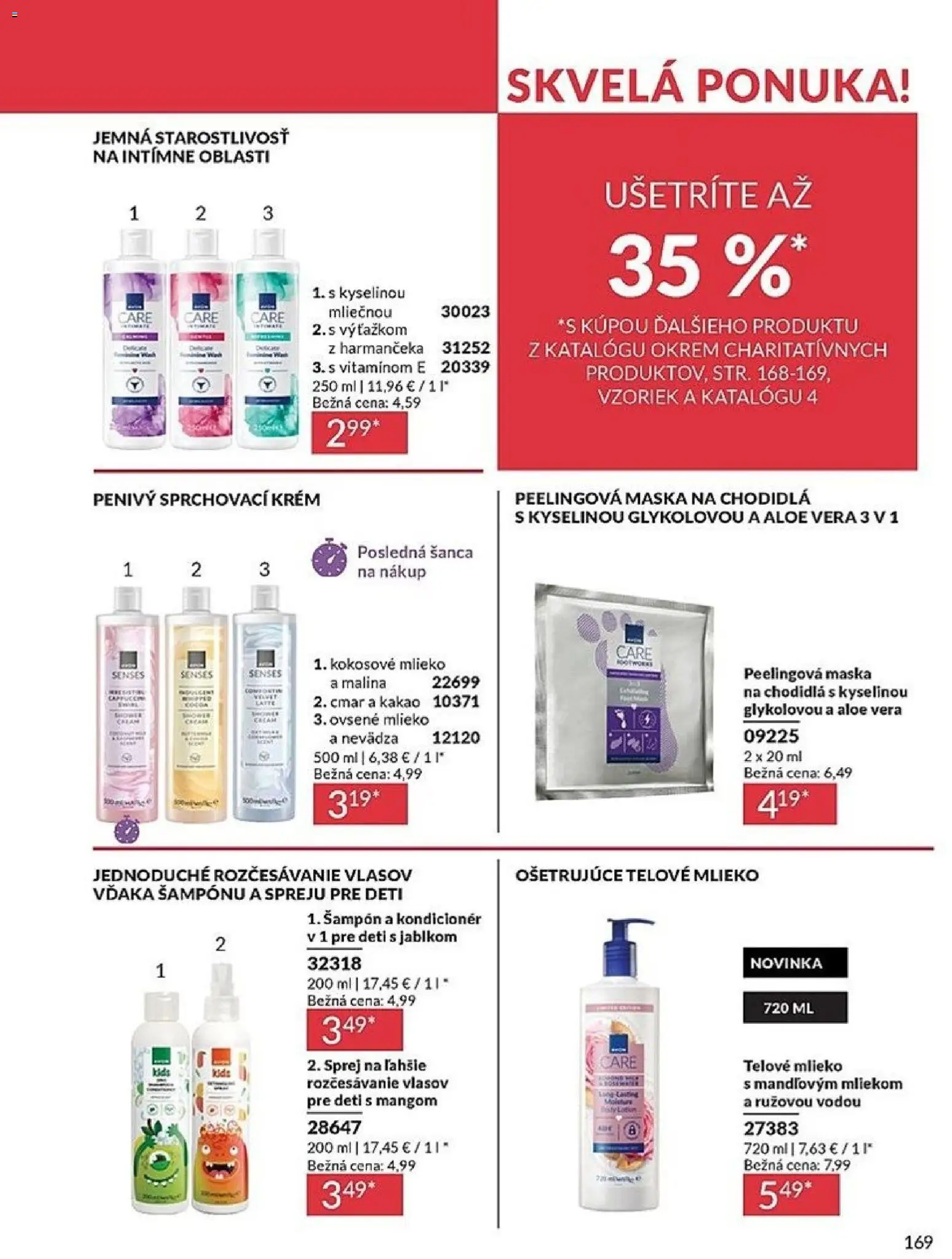 Nové Avon akcie – leták je platný od 01.03.2026 | Strana: 169 | Produkty: Kondicionér, Maska, Telové mlieko, Krém
