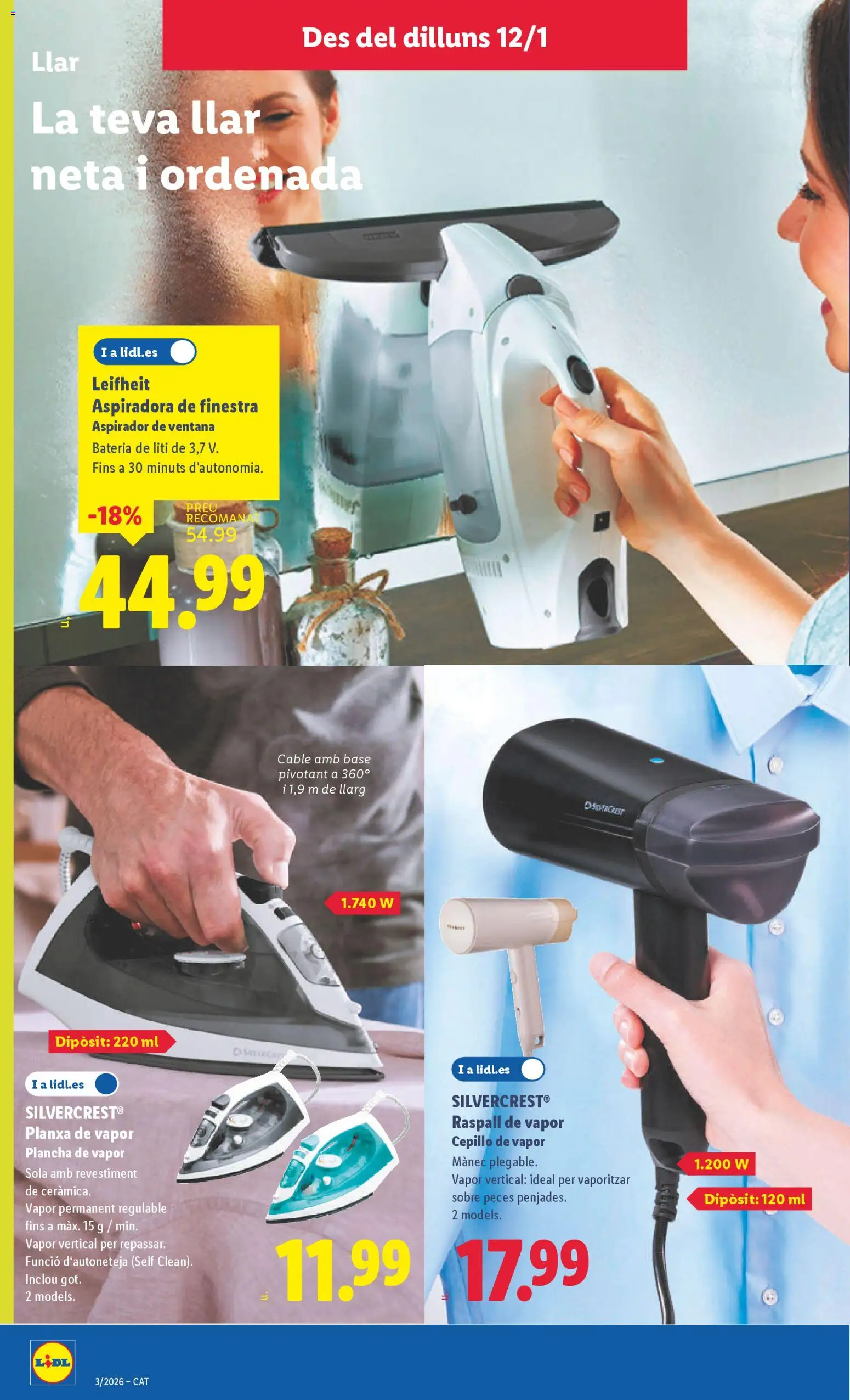 Lidl folleto de bazar │ válido desde el 12.01.2026 | Página: 6 | Productos: Cepillo, Plancha, Aspirador, Batería