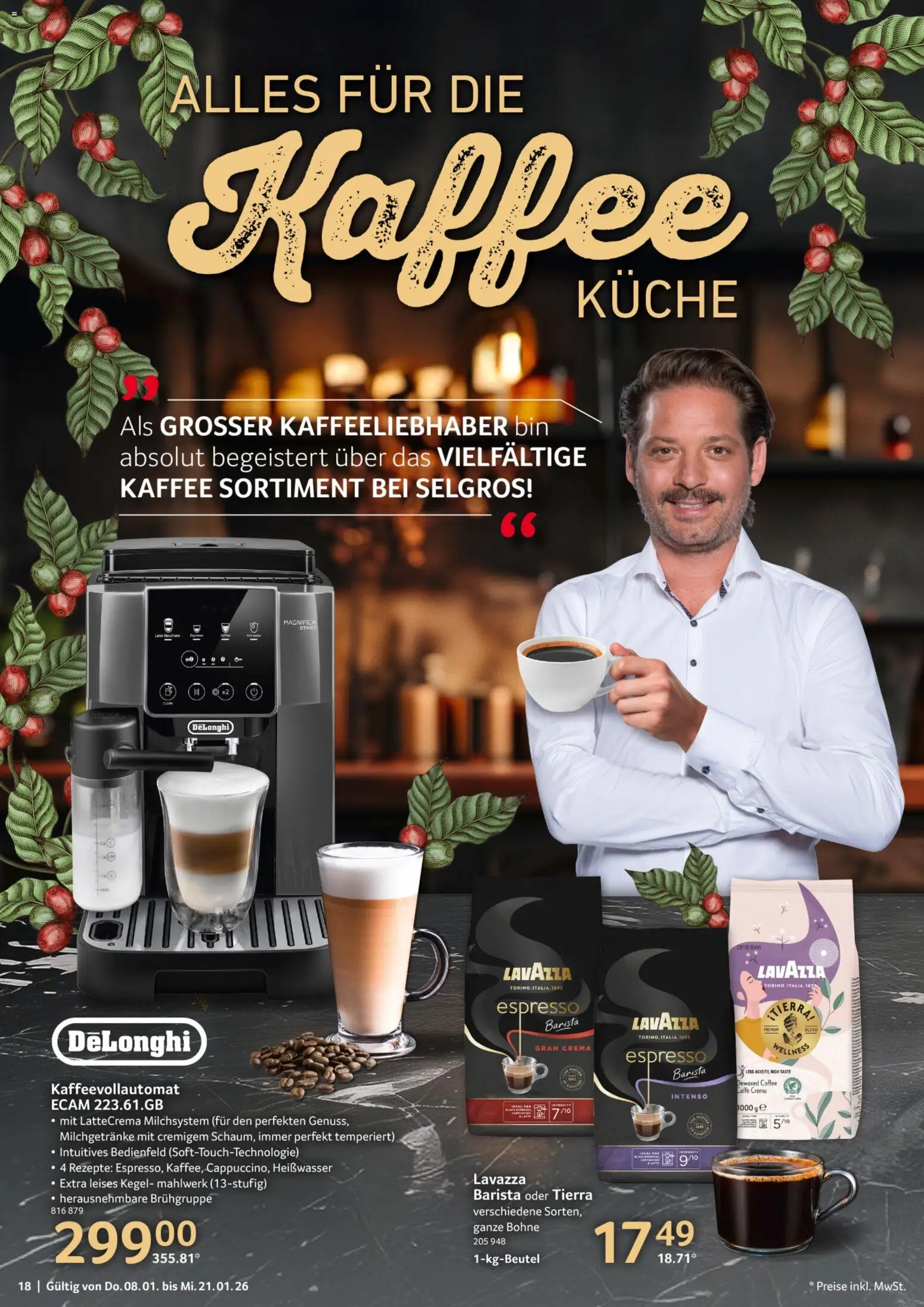 Selgros Gastronomie – gültig ab 08.01.2026 | Seite: 18 | Produkte: Lavazza, Kaffee, Küche, Kaffeevollautomat