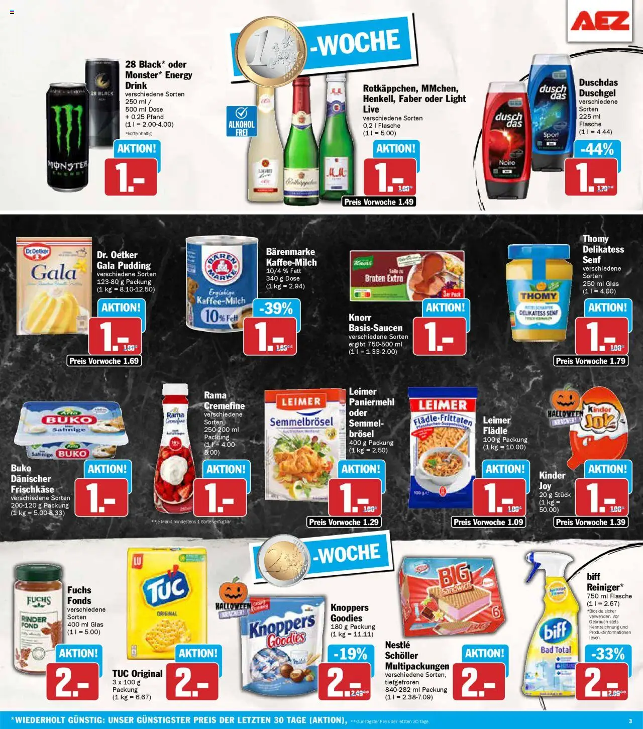 AEZ Prospekt 	 – gültig ab 20.10.2025 | Seite: 3 | Produkte: Knorr, Pudding, Duschdas, Knoppers