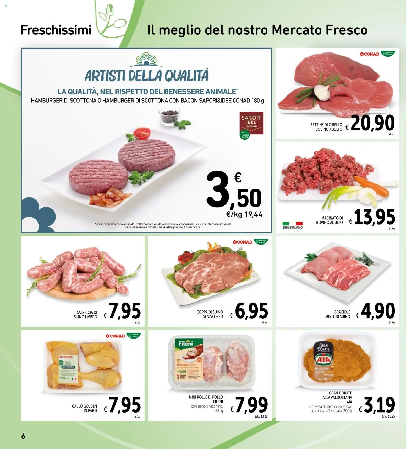Volantino Spazio Conad del 13.02.2026 | Pagina: 6 | Prodotti: Bovino, Pollo, Salsiccia, Girello