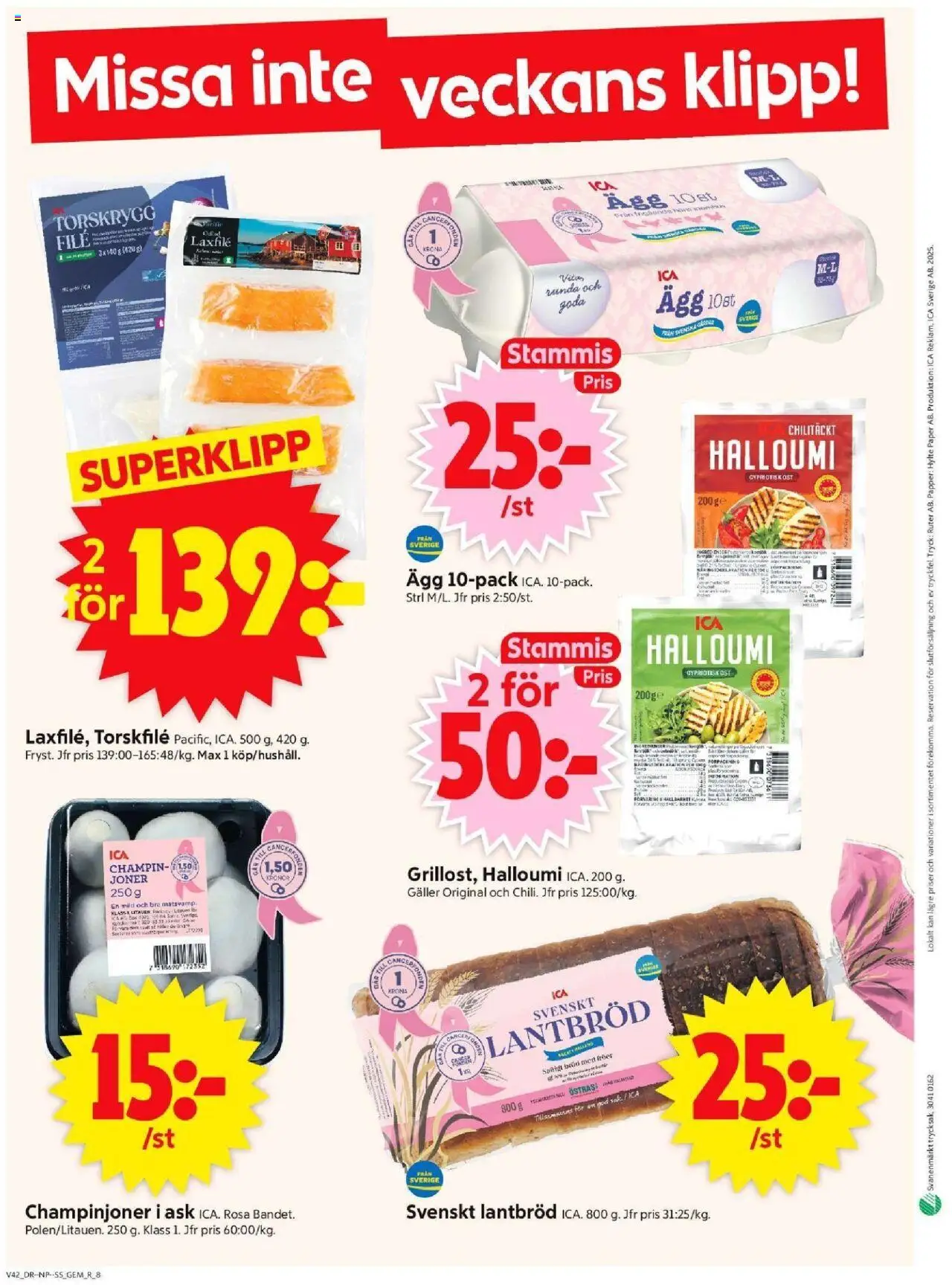 ICA Supermarket reklamblad aktuell från 13.10.2025 | Sida: 10 | Produkter: Galler, Halloumi, Bröd, Papper