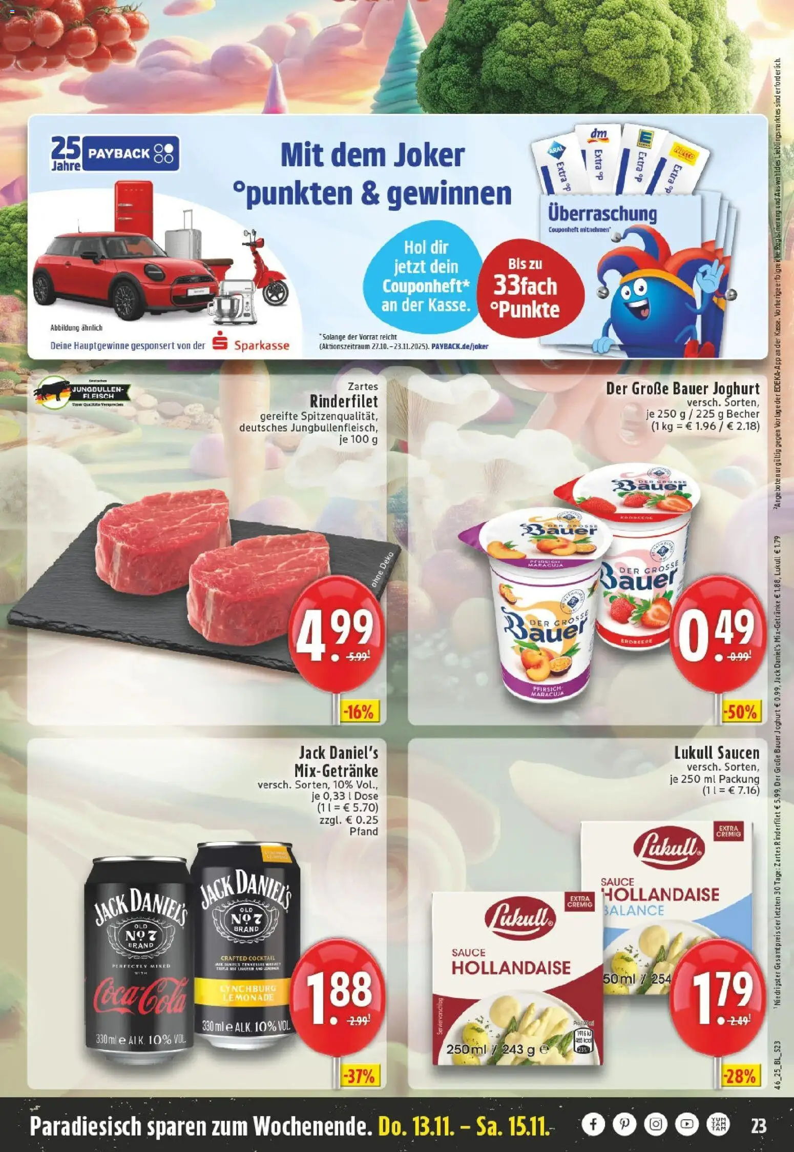 Edeka prospekt Wülfrath	 – gültig ab 10.11.2025 | Seite: 23 | Produkte: Joghurt, Rinderfilet, Bauer joghurt, Fleisch