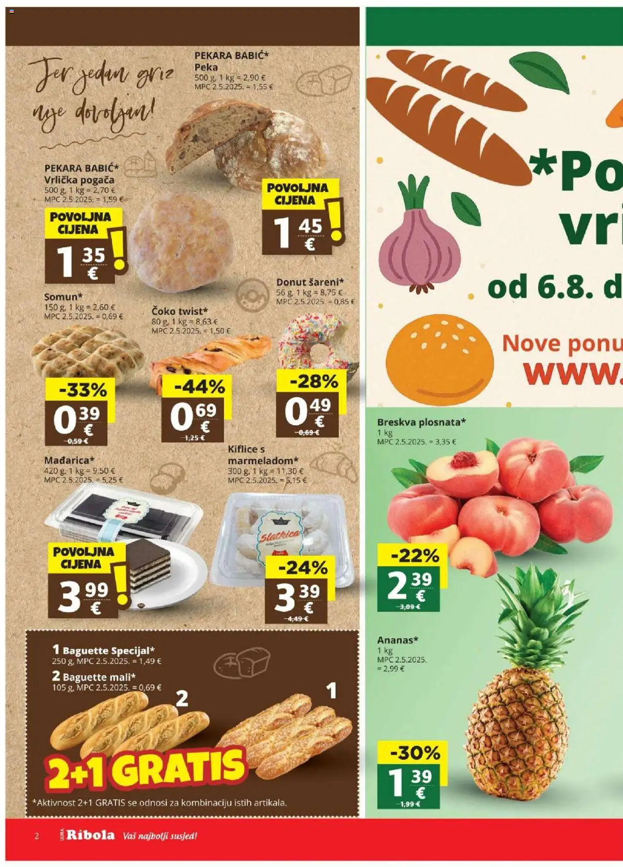 Ultra Gros katalog | vrijedi od 06.08.2025 | Stranica: 2 | Proizvodi: Pekara, Kiflice, Griz, Breskva