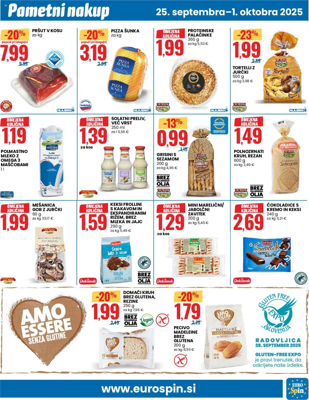 Novi Eurospin katalog ponudbe – veljaven od 25.09.2025 | Stran: 9 | Izdelki: Pršut, Kos, Palačinke, Kruh