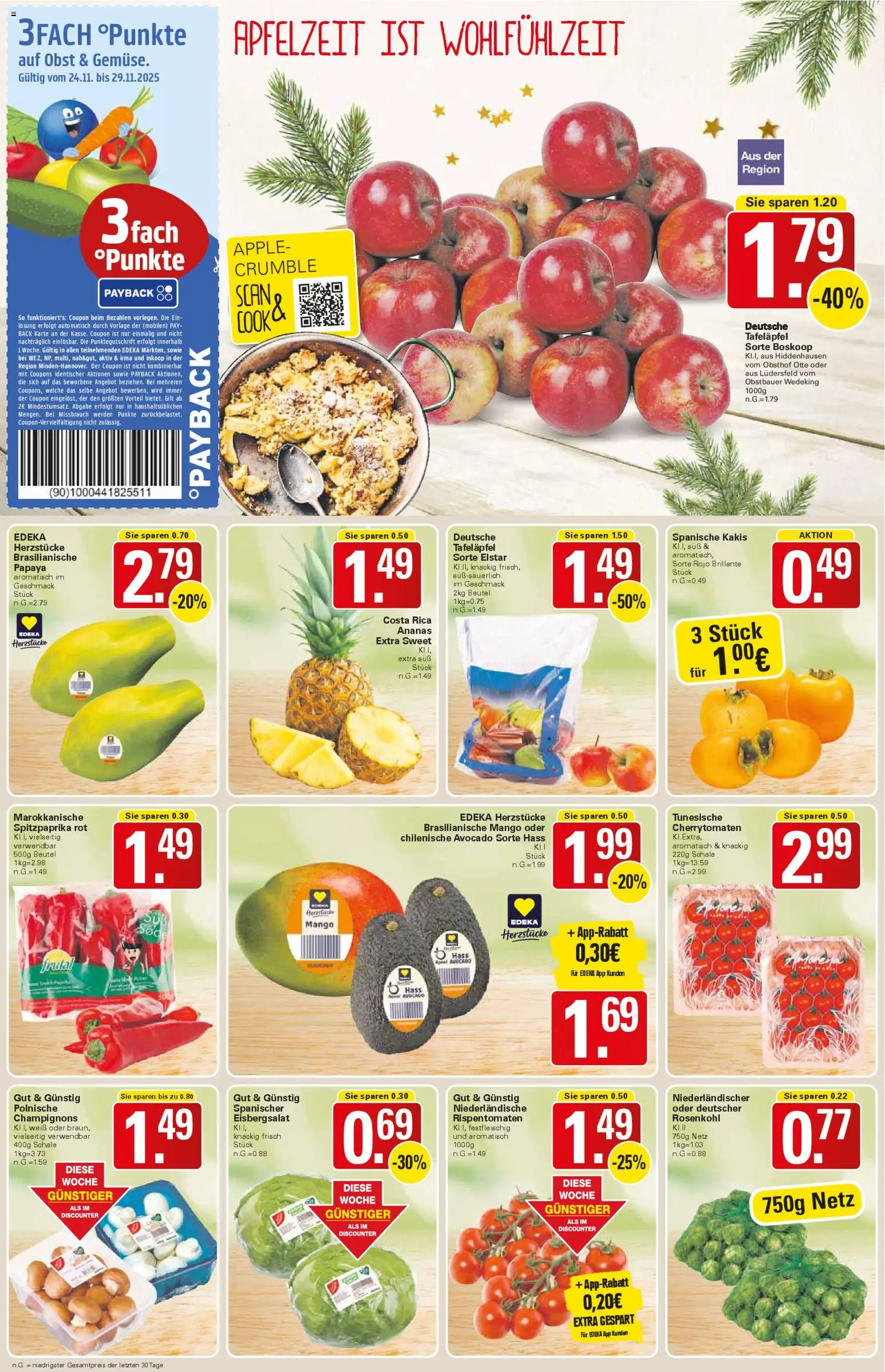 WEZ Prospekt – gültig ab 24.11.2025 | Seite: 4 | Produkte: Ananas, Apple, Avocado, Obst