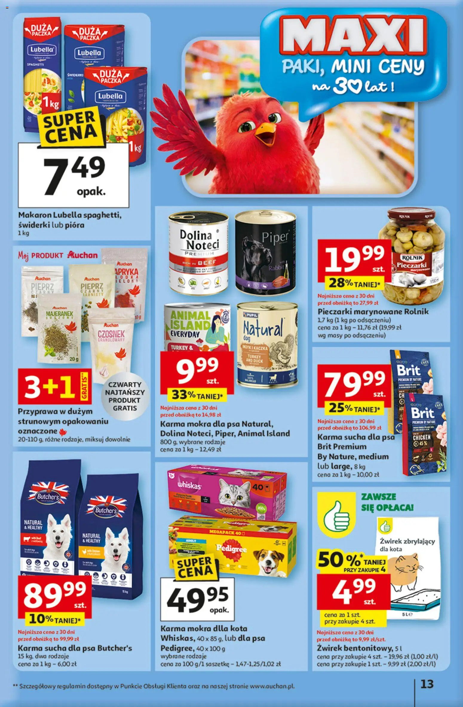 Auchan Gazetka - 30 Lat Hipermarket od 15.01.2026 | Strona: 13 | Produkty: Czosnek, Pieczarki, Majeranek, Kaczka