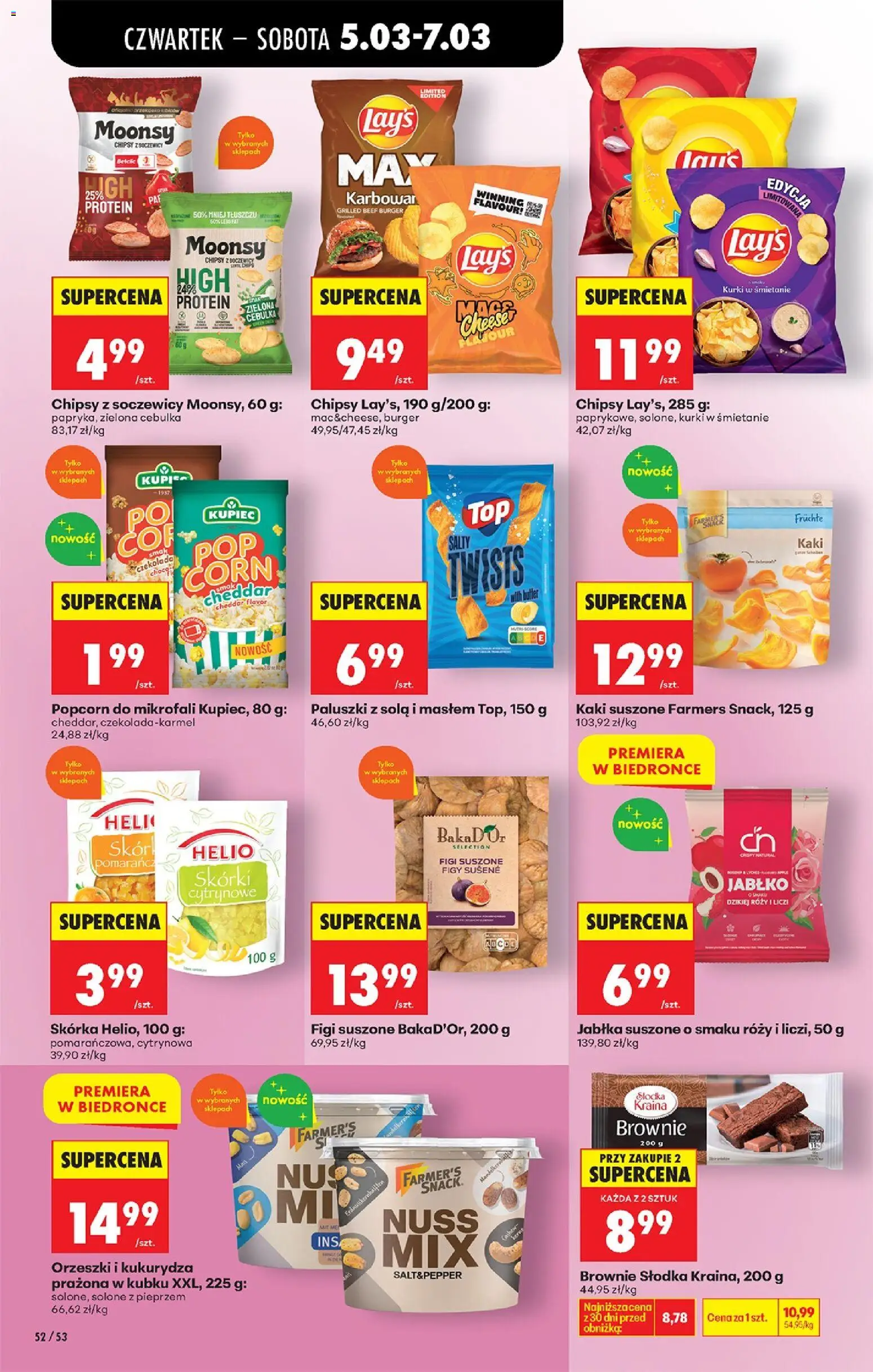 Biedronka gazetka od czwartku od 05.03.2026 | Strona: 64 | Produkty: Chipsy, Kukurydza, Czekolada, Jabłka