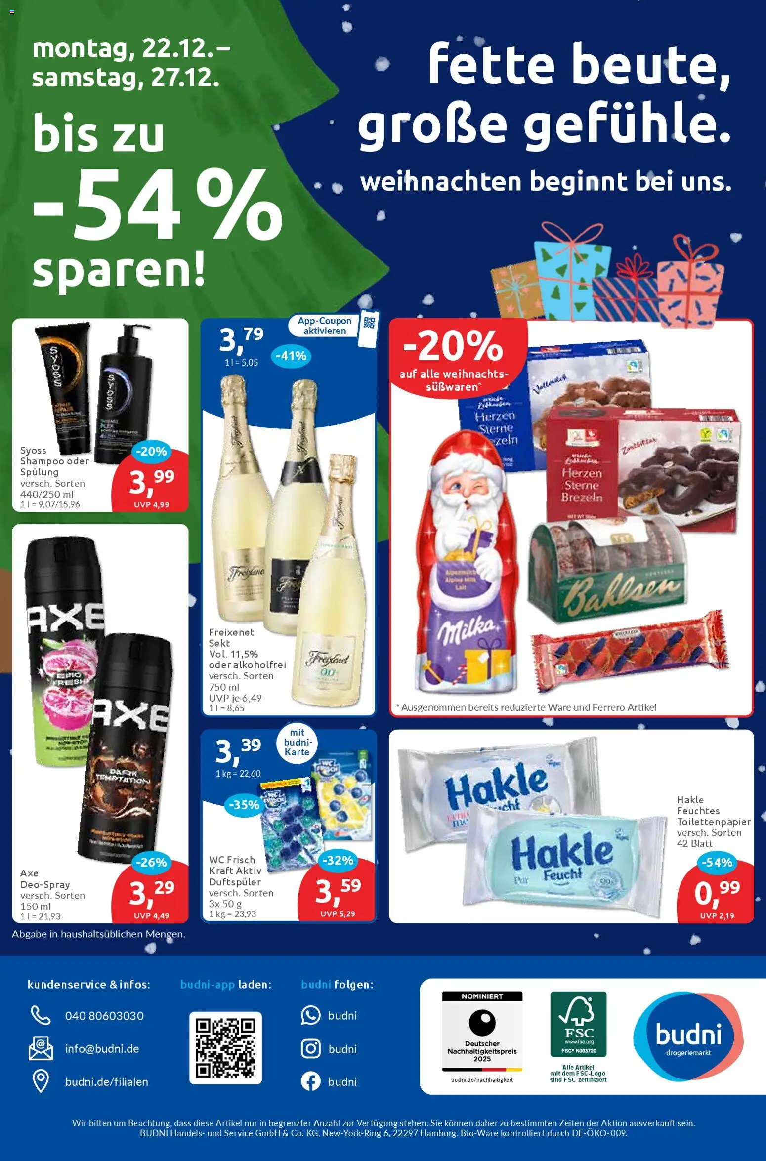 Budni Prospekt 	 – gültig ab 22.12.2025 | Seite: 8 | Produkte: Milka, Spülung, Deospray, Feuchtes Toilettenpapier
