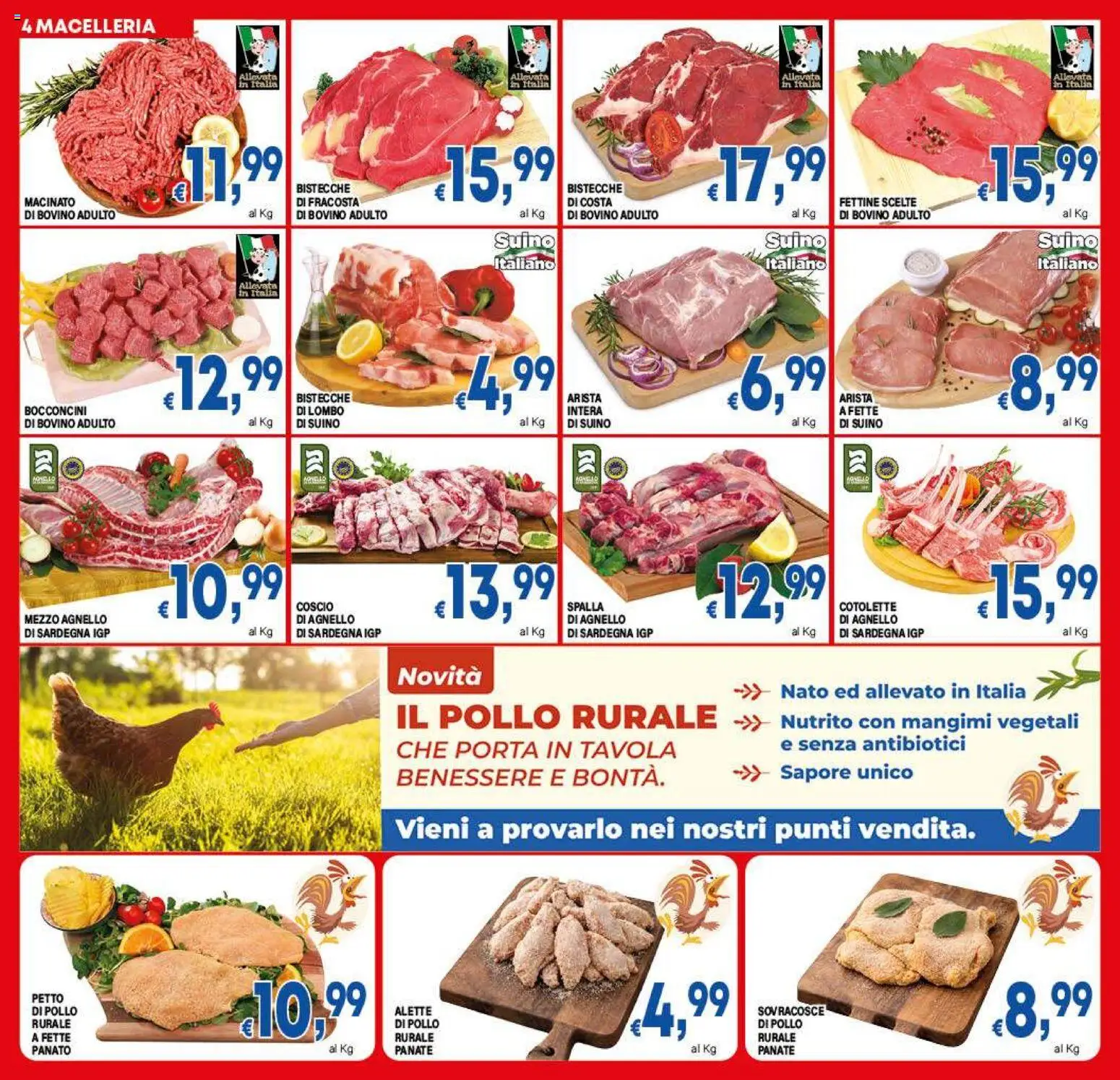 Volantino DEM del 26.01.2026 | Pagina: 4 | Prodotti: Bovino, Petto di Pollo, Suino, Agnello