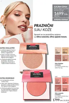 ULTRA RUMENILO, za nadogradivu zdravo rumenu boju. saten-mat, satenska ili blistava završnica, svaka sa Ultra Colour HD Pigment tehnologijom. svilenkasto glatka formula koja se može blendati, obogaćena vitaminom E i hijaluronskom kiselinom - pregled AVON kataloga - važi od 01.11.2025 | Strana: 75