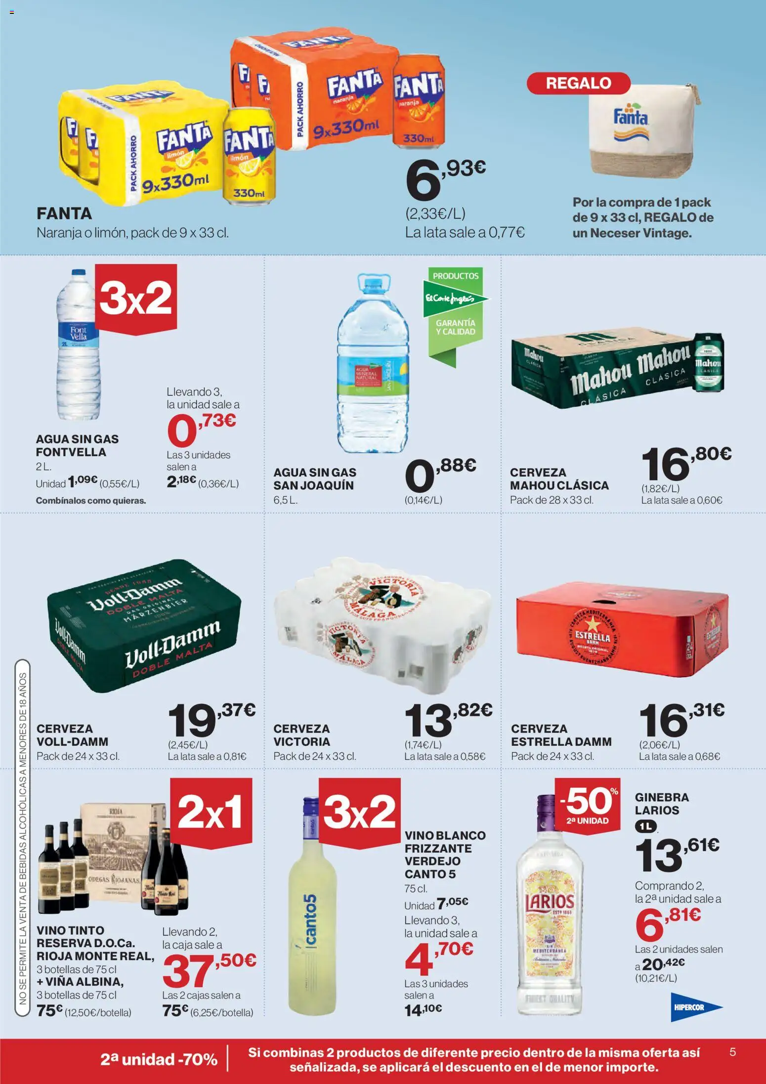 Hipercor catálogo │ válido desde el 12.02.2026 | Página: 5 | Productos: Cerveza, Ginebra, Agua mineral, Caja