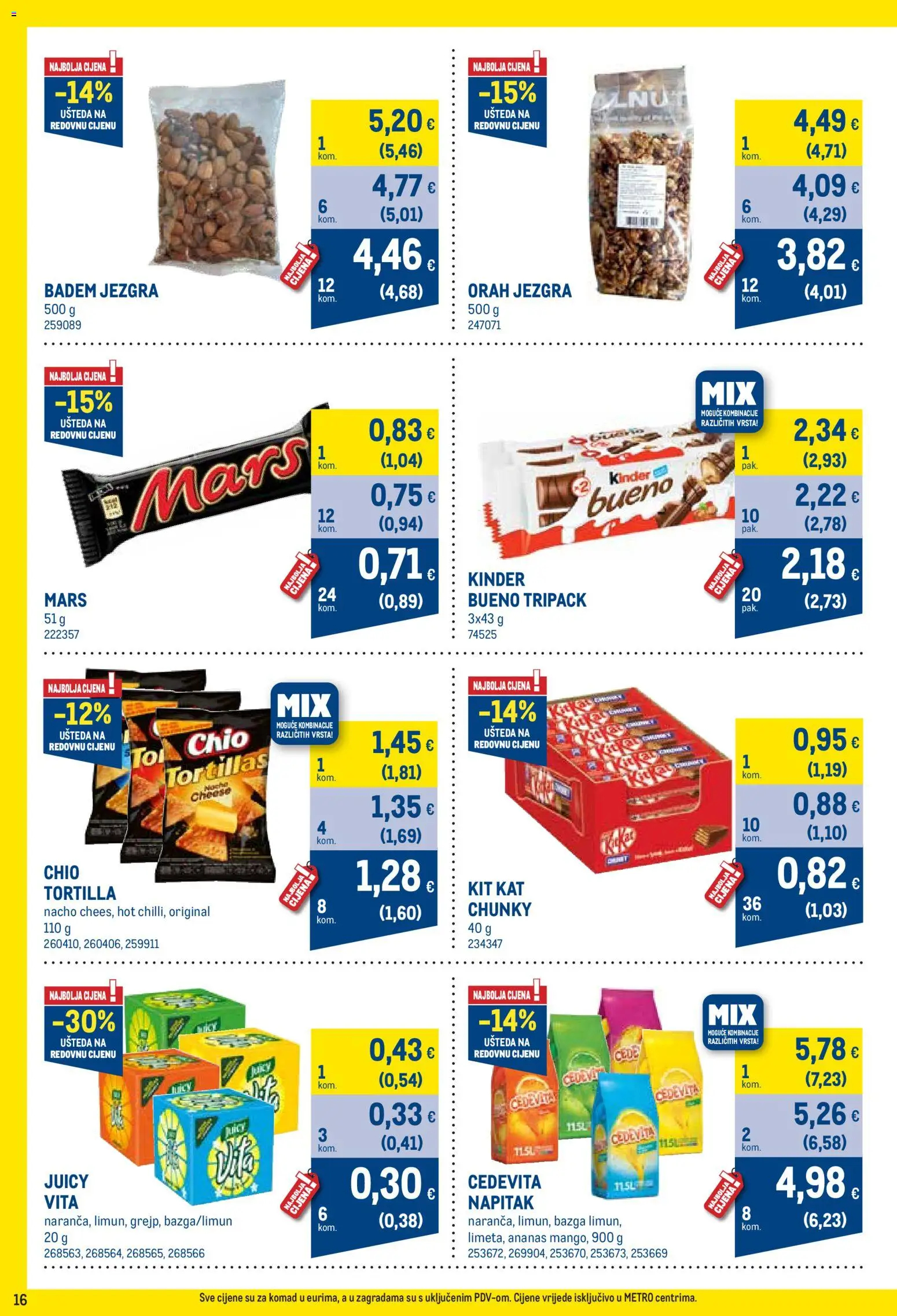 Metro katalog | vrijedi od 01.04.2026 | Stranica: 16 | Proizvodi: Badem, Cedevita, Bazga, Orah
