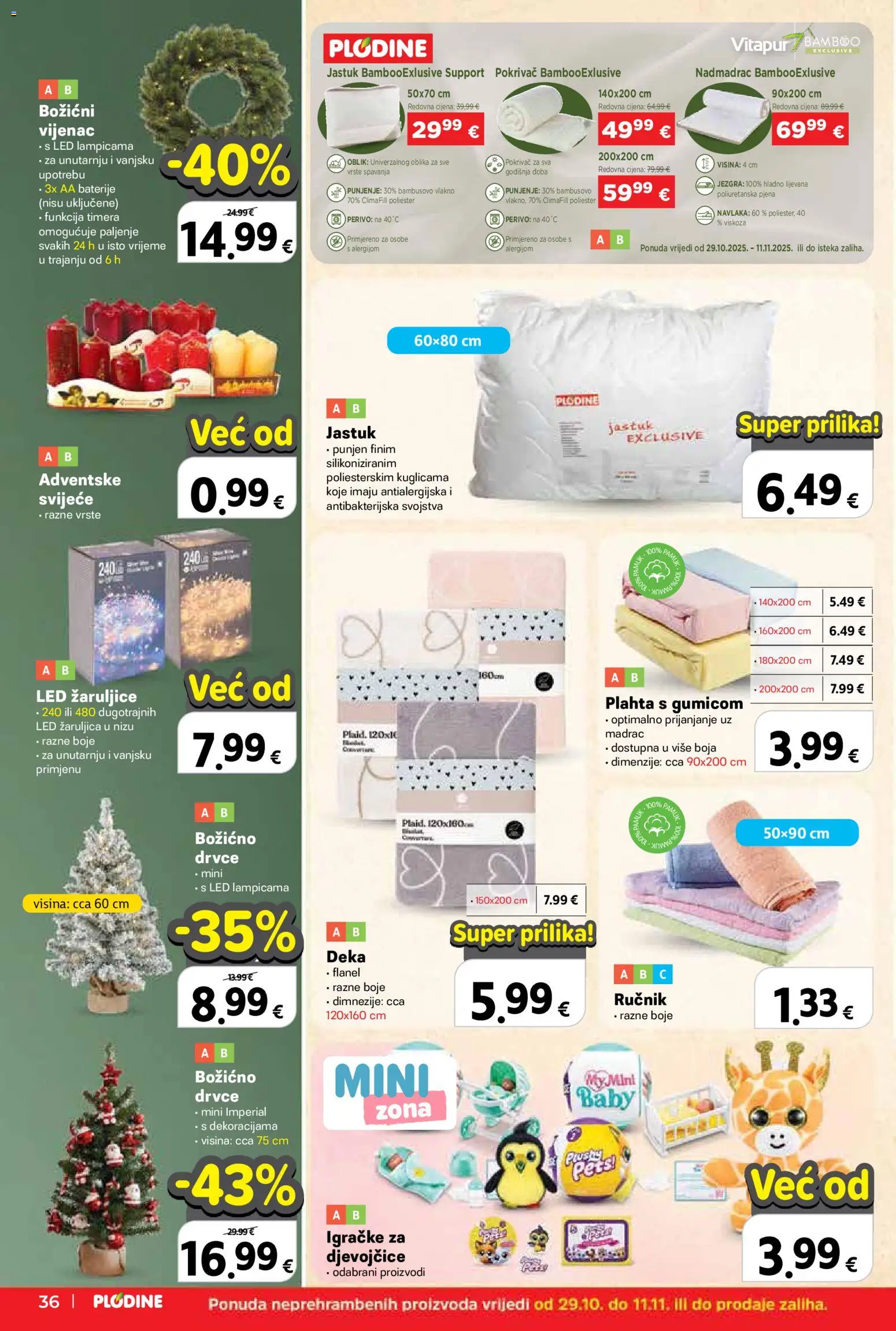 Plodine katalog | vrijedi od 29.10.2025 | Stranica: 36 | Proizvodi: Jastuk, Ručnik, Plahta, Baterije