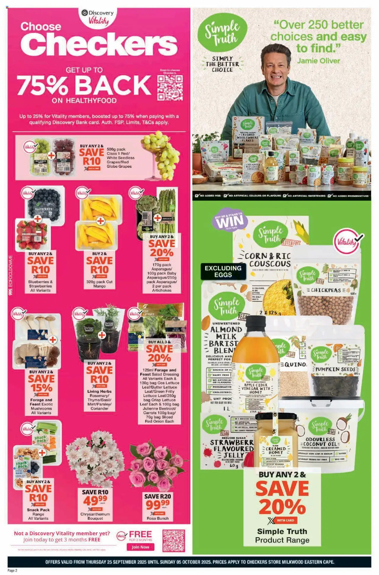 New Checkers catalogue – valid from 25.09.2025 | Page: 2 | Products: Mushrooms, Salad dressing, Globe, Oil