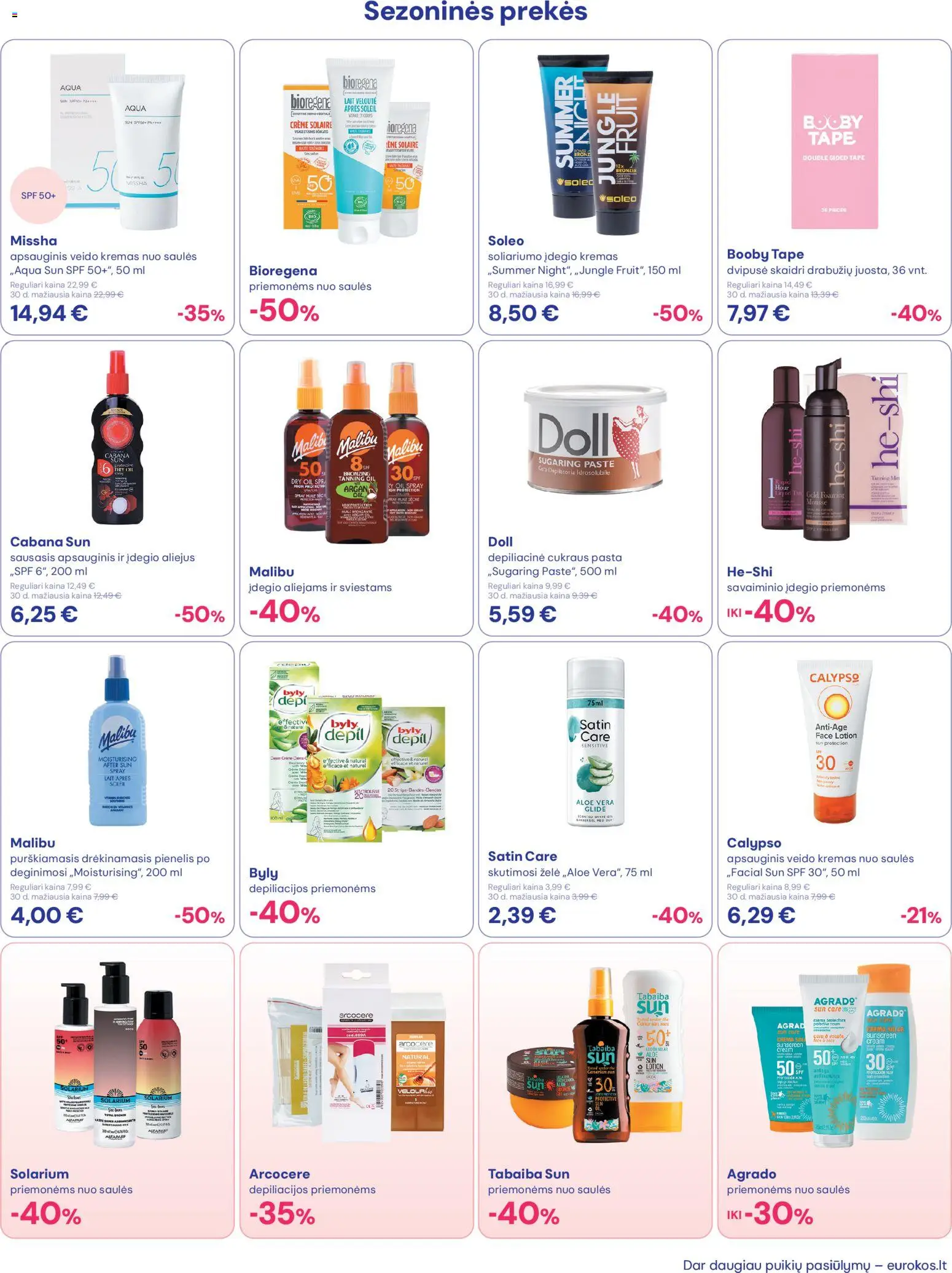 Eurokos akcijos nuo 30.04.2026 | Puslapis: 13 | Prekių: Kremas, Aliejus, Kremas nuo saulės
